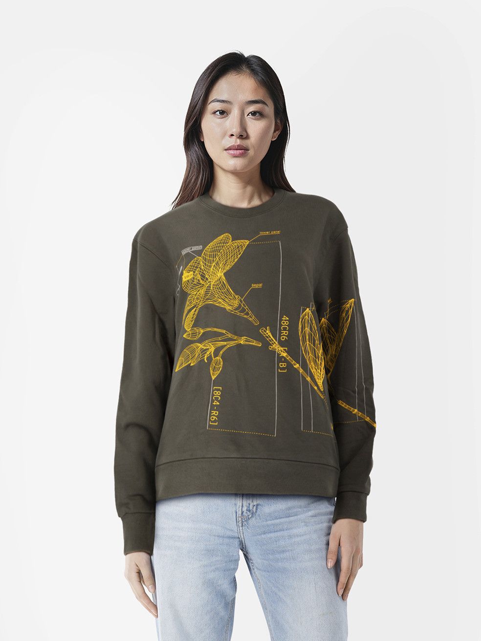Z Zegna Khaki Floral Print Sweatshirt