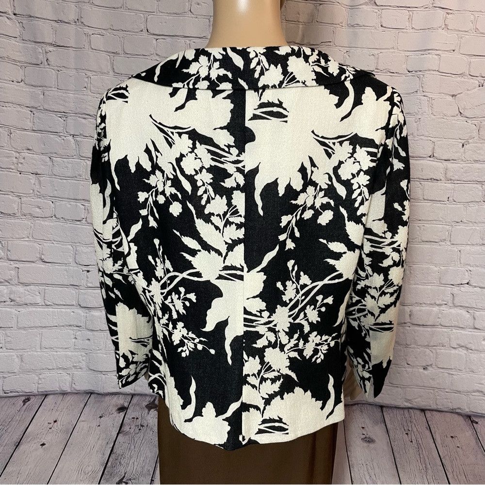 Other New Teri Jon By Rickie Freeman Wool Black White Floral Jack Size L / US 10 / IT 46 - 7 Thumbnail