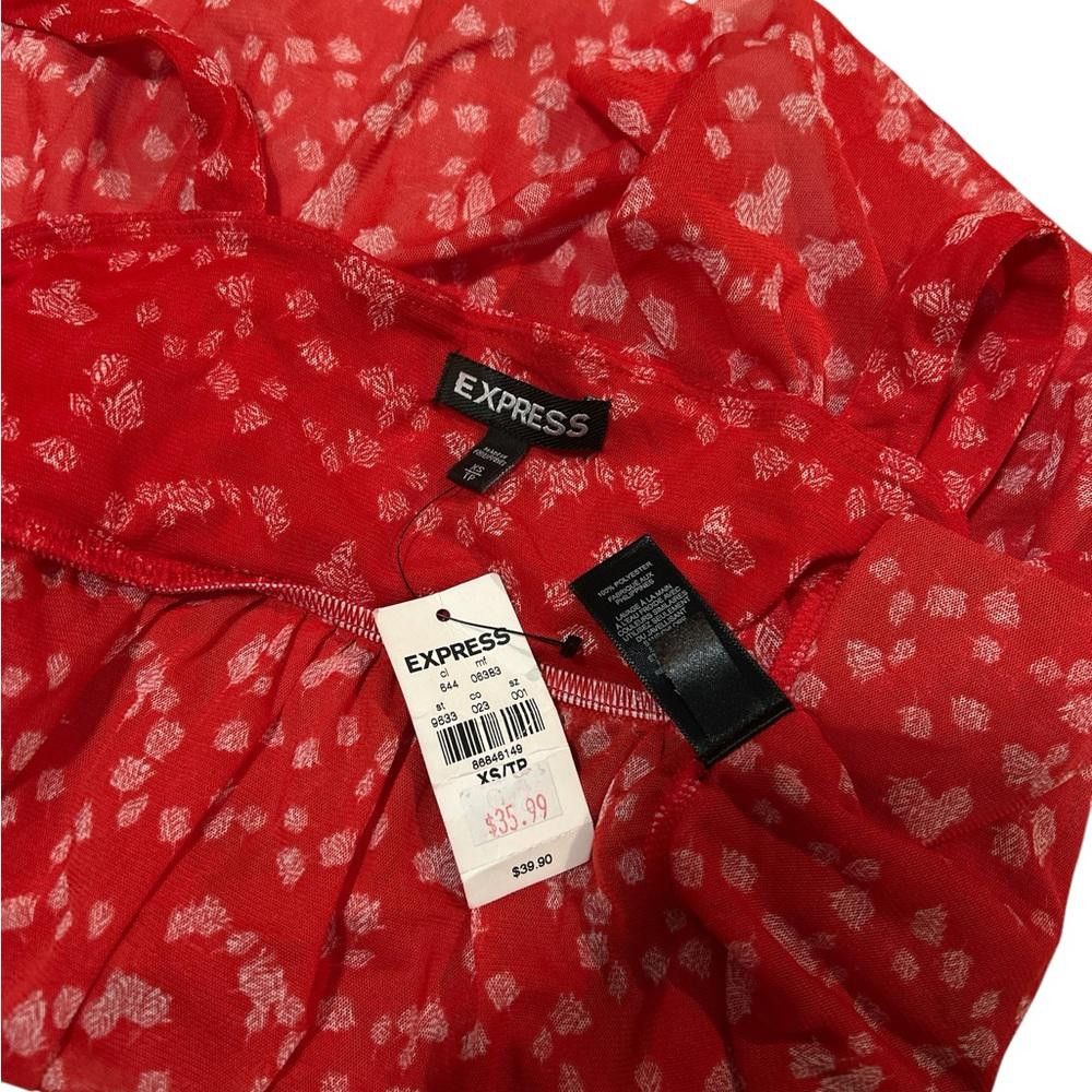 Express Red Floral Women's Top Size XS / US 0-2 / IT 36-38 - 4 Thumbnail