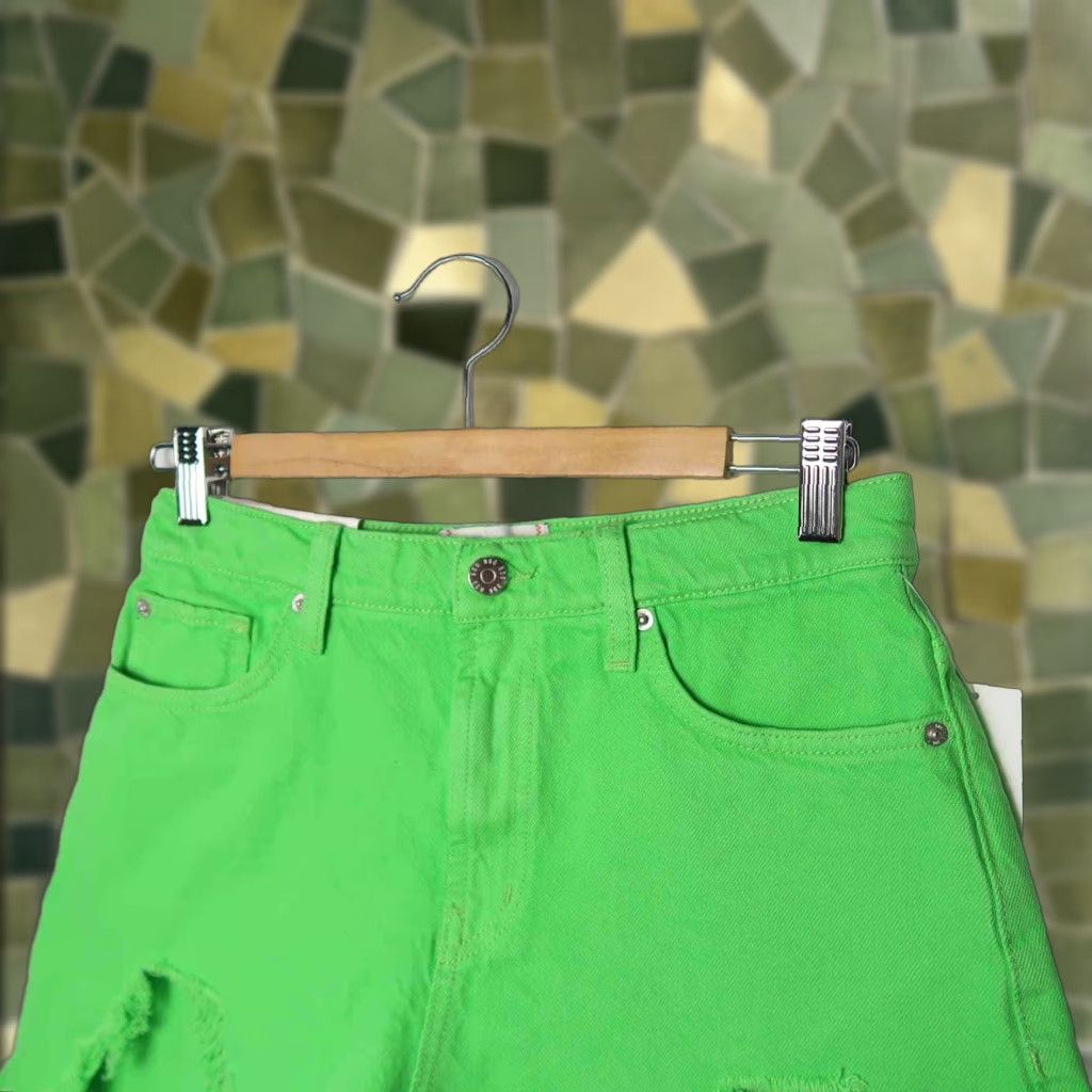 Bdg BDG Urban Outfitters Neon Green Distressed Denim Cut-Off Shorts 28 Women Green Neon 90s/2000s Womens Size 28" / US 6 / IT 42 - 1 Thumbnail