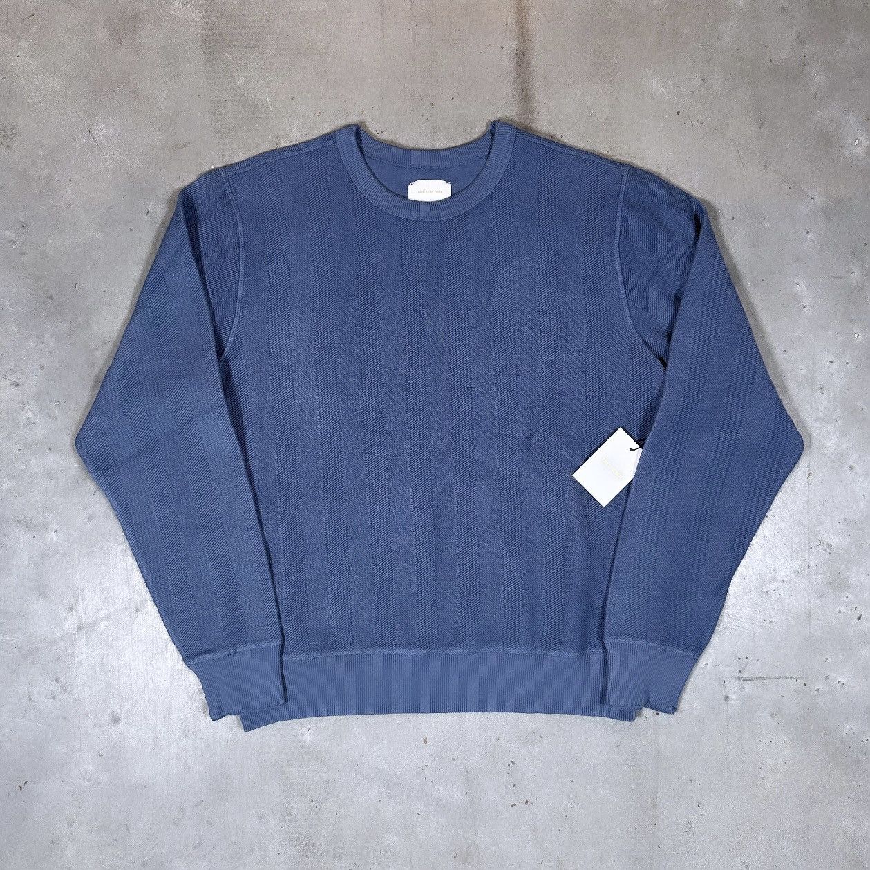 image of Aime Leon Dore Ald Herringbone Sweatshirt Indigo Blue in Navy, Men's (Size Medium)