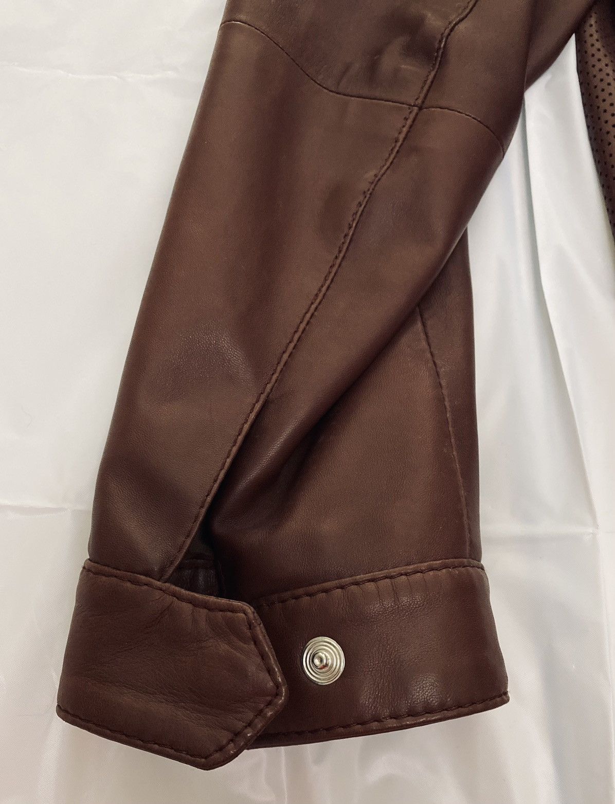Malo Malo 🇮🇹 Mocha French Calfskin Pinhole Front Bomber 48 NWT Size US M / EU 48-50 / 2 - 6 Thumbnail