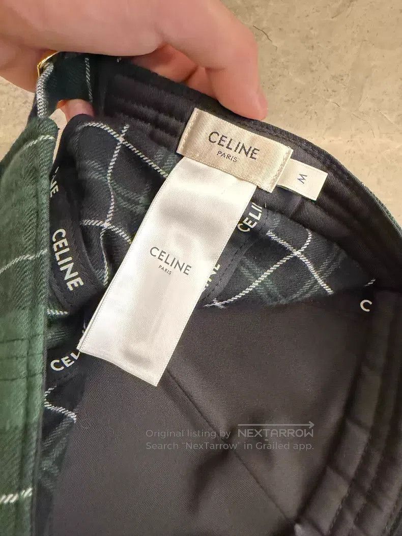 Celine CELINE size M Green Plaid Logo Baseball Cap Size ONE SIZE - 6 Thumbnail
