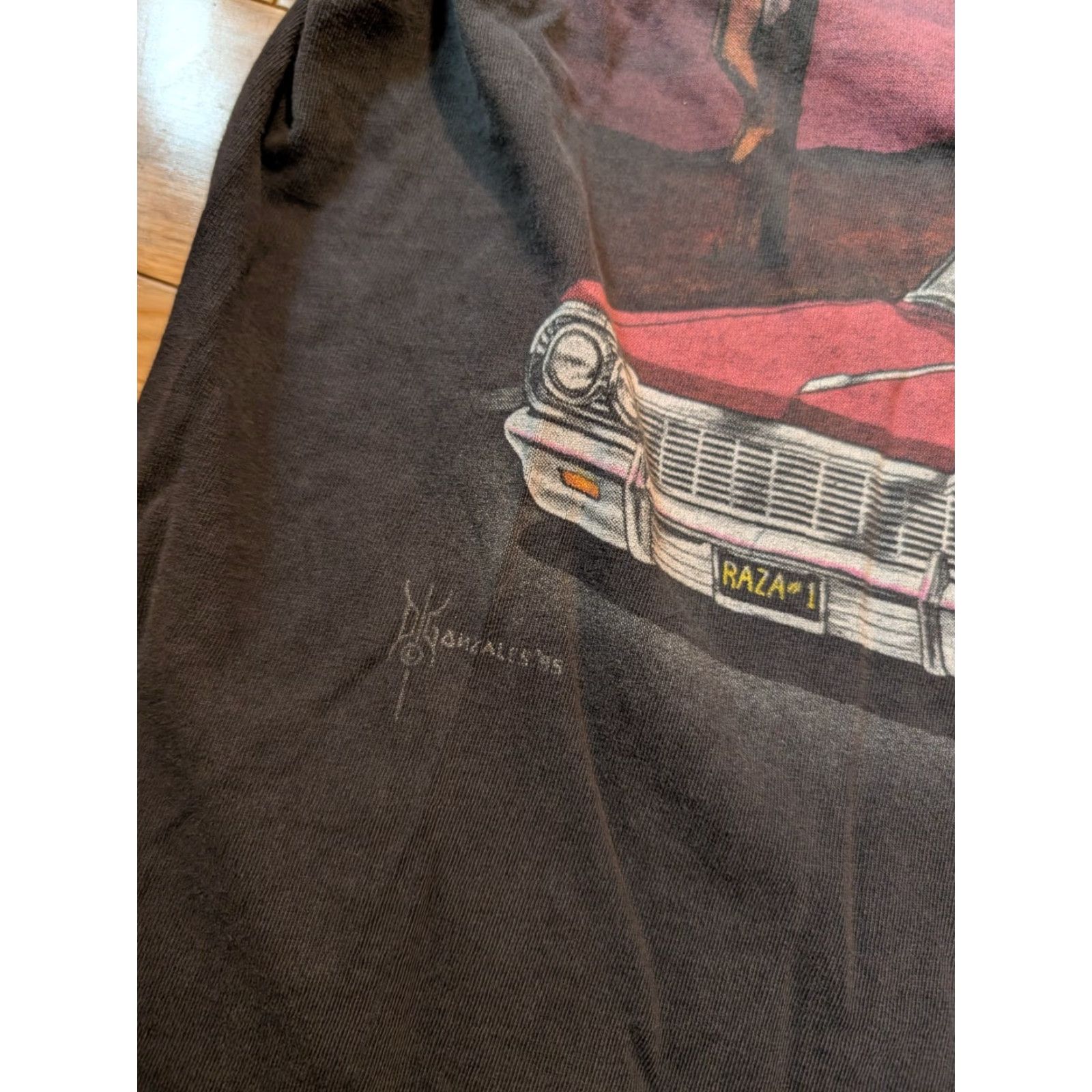 Vintage VINTAGE David Gonzales Art Kid Frost La Raza Shirt Cholo XL Men Black 90s Logo Graphic Print Chicano Pachuco Lowrider Size US XL / EU 56 / 4 - 3 Thumbnail