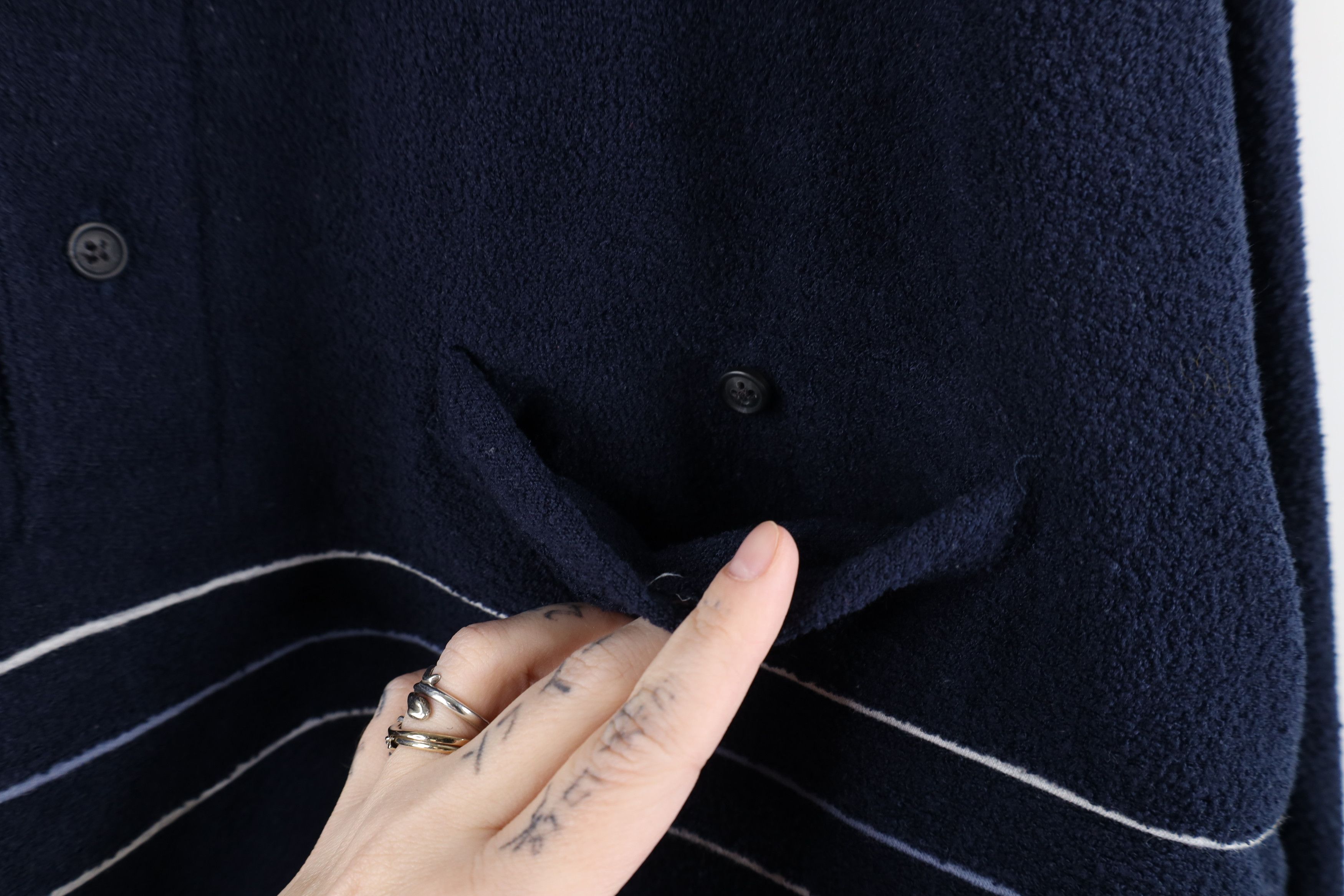 Vintage Vintage 90s Streetwear Terry Cloth Collared Sweatshirt Blue Size US XXL / EU 58 / 5 - 5 Thumbnail