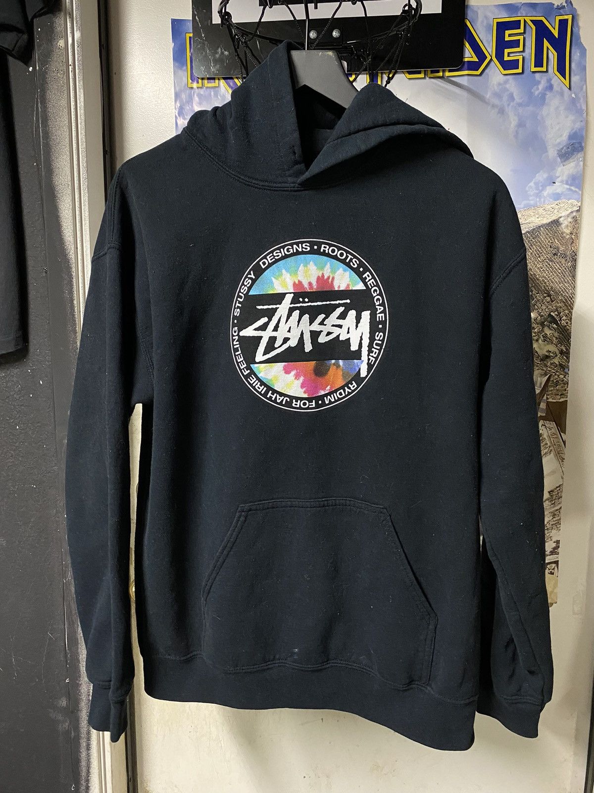 Stussy Y2K Tiedye Black Men's Hoodie Medium