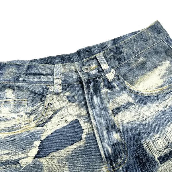 Jean Kihara x Ezawa Wide Leg Jeans Torn & Shredded Denim Size US 30 / EU 46 - 7 Thumbnail