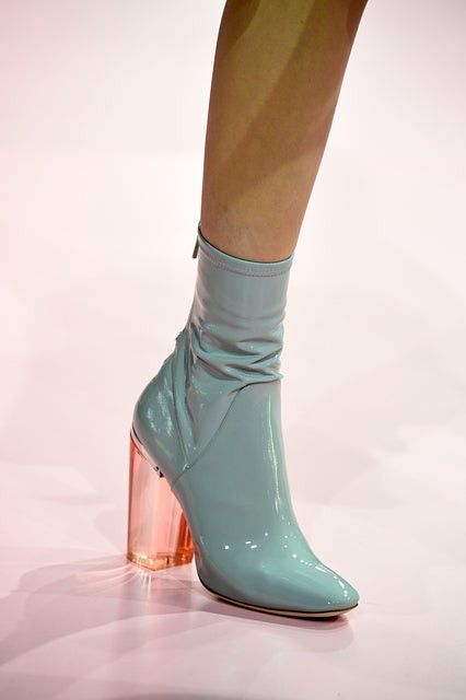 Fall 2015 Christian Dior Transparent Heel Shoes Patent Boots in Blue, Women's (Size 6.5)