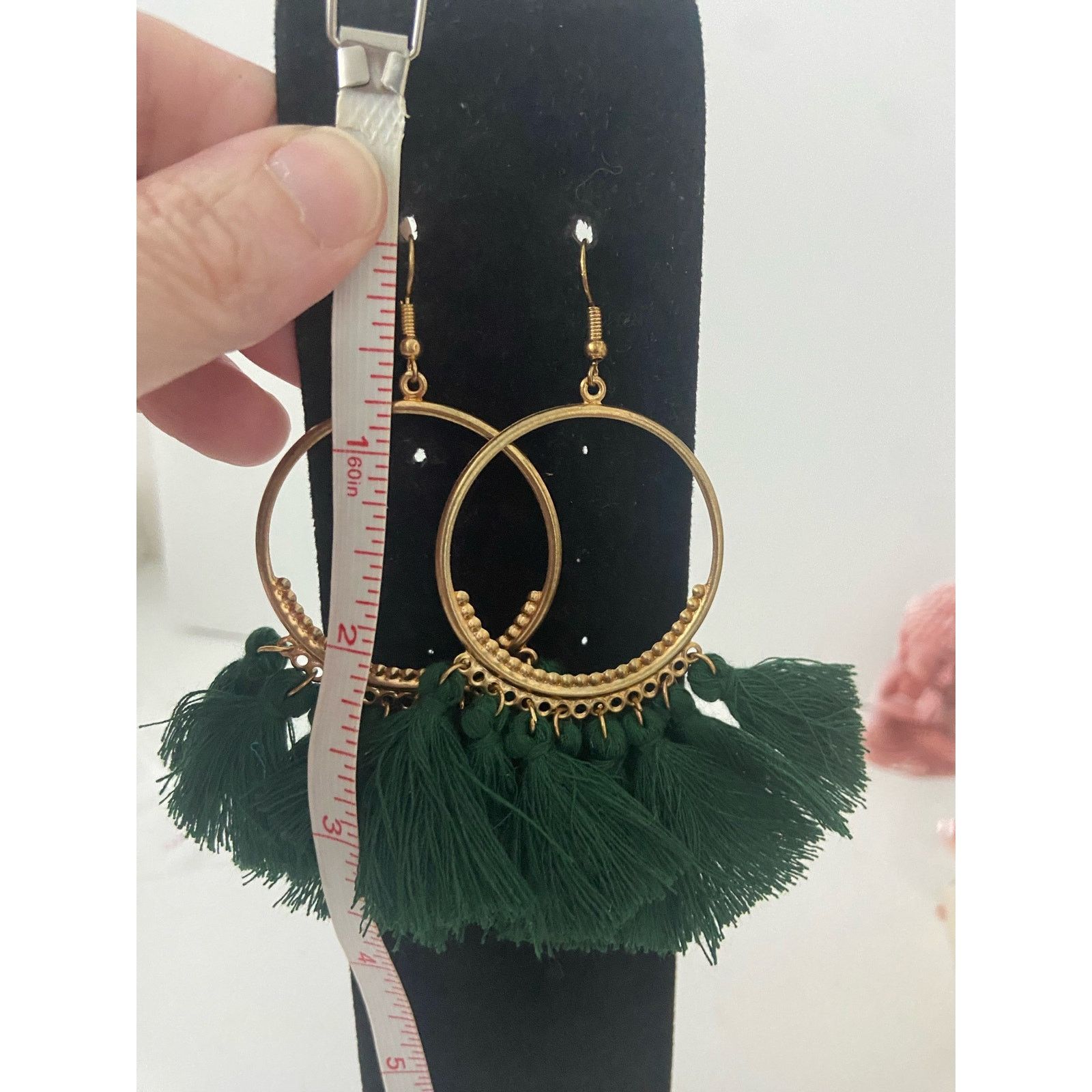 Other dark green tassel chandelier earrings gold tone Size ONE SIZE - 3 Thumbnail