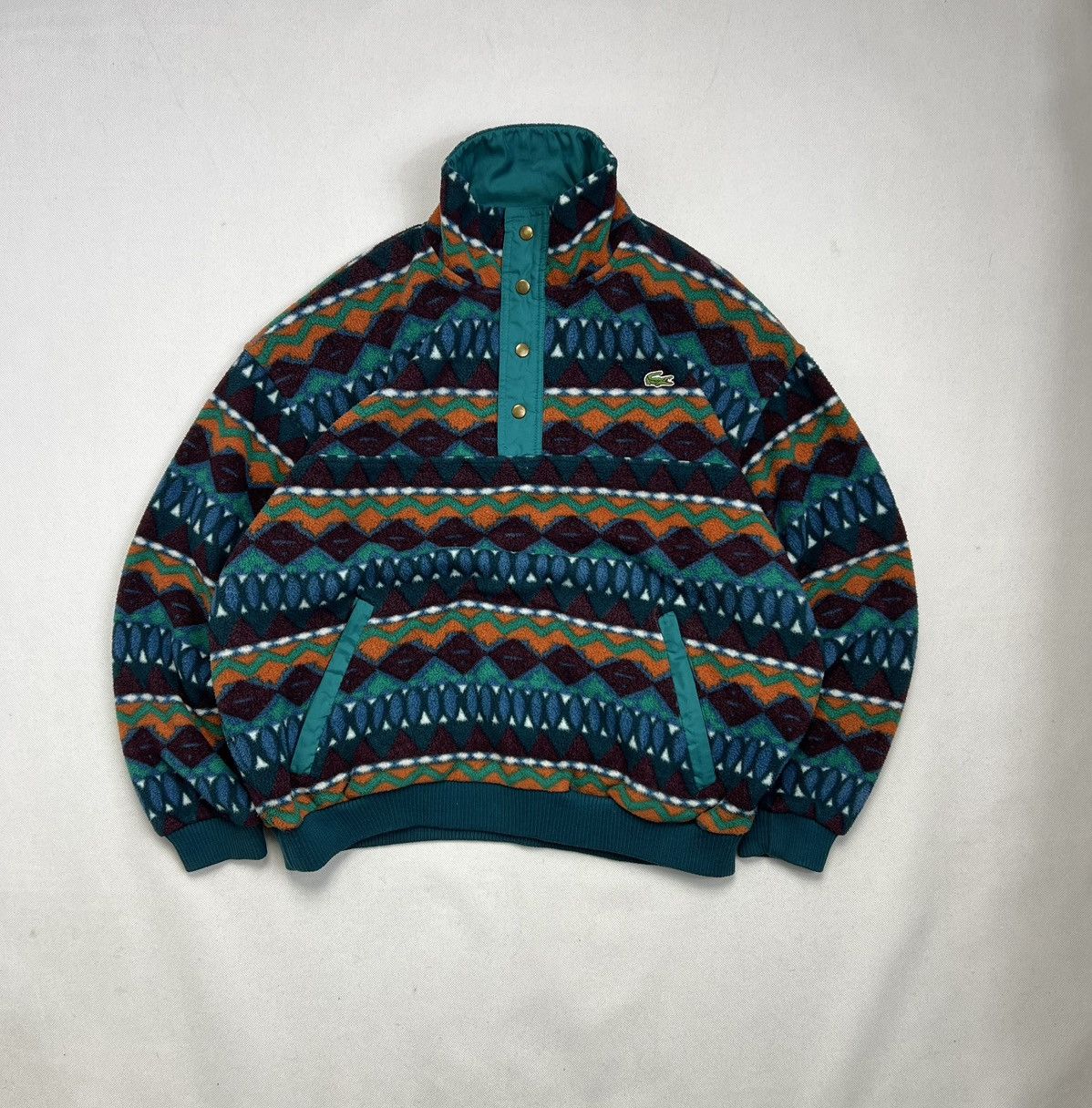 Lacoste Fleece Jacket Lacoste Small Logo Patterns Polar Patterns V Size US XXL / EU 58 / 5 - 1 Thumbnail