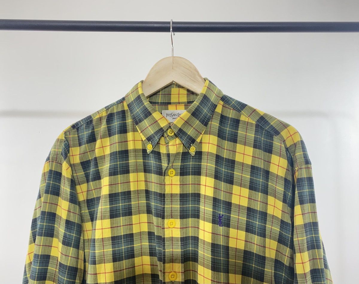 YSL Yves Saint Laurent Check Flannel Shirt Long Sleeve
