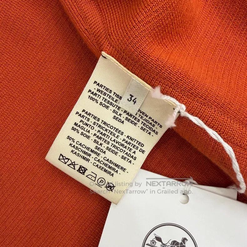 Hermes Hermes Orange Silk and Cashmere Blended Pig Nose Button Ca Size XXS / US 00 / IT 34 - 5 Thumbnail