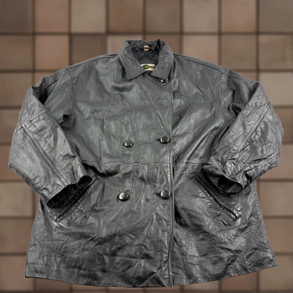 Vintage Outbrook Leather Jacket Womens Large Black Pockets Coat Size L / US 10 / IT 46 - 1 Thumbnail