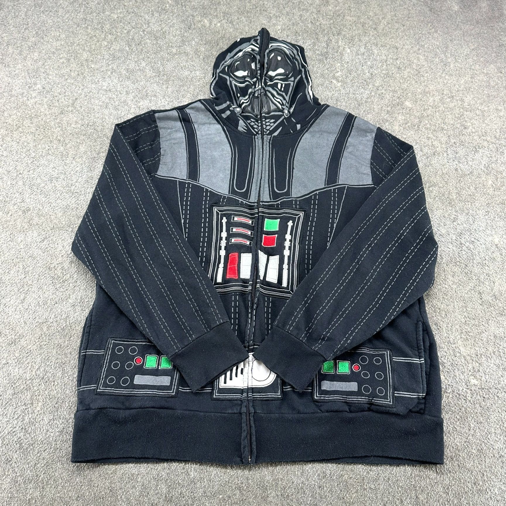 Star Wars VINTAGE Star Wars Hoodie Mens 2XL Black Grey Darth Vader Full Zip AOP 2000s Y2K Size US XXL / EU 58 / 5 - 2 Thumbnail