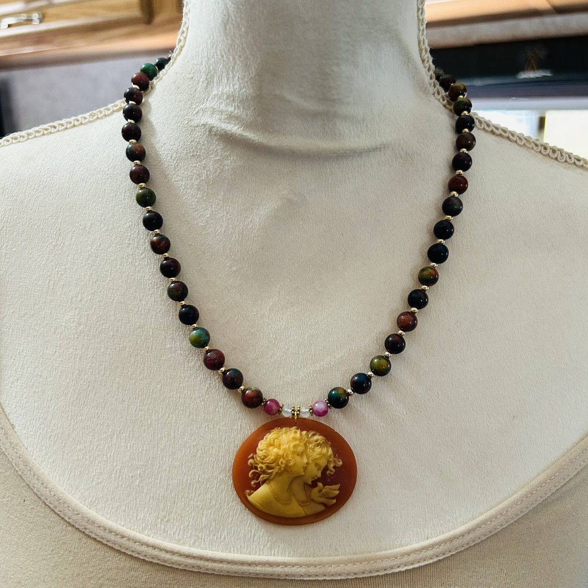 Handmade Handcrafted genuine blood stone elbaite vintage necklace Size ONE SIZE - 1 Thumbnail