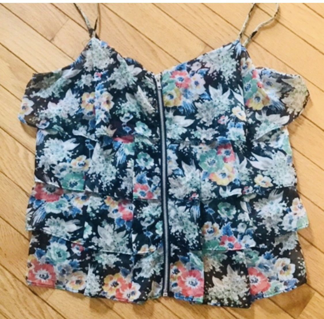 Other XXI FRONT ZIP UP RUFFLED FLORAL CAMI CROPPED TANK TOP Size M / US 6-8 / IT 42-44 - 1 Thumbnail