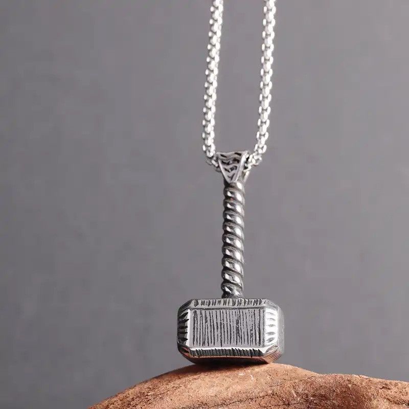 Jewelry × Vintage Thor\\\'s Hammer Stainless Steel Pendant Necklace Size ONE SIZE - 1 Thumbnail