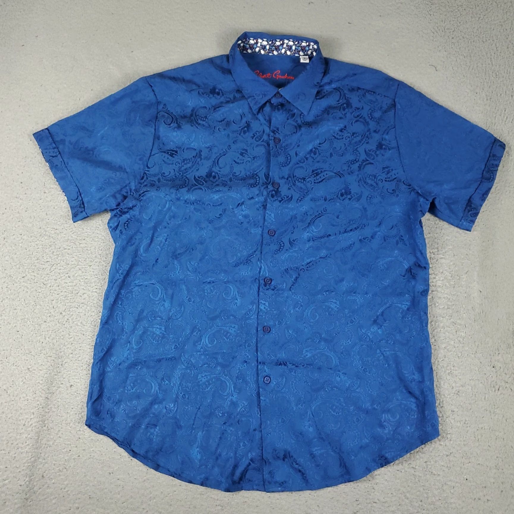 Robert Graham Robert Graham Shirt Mens Large Blue Floral Button-Up Short Sleeve Classic Fit Size US L / EU 52-54 / 3 - 2 Thumbnail