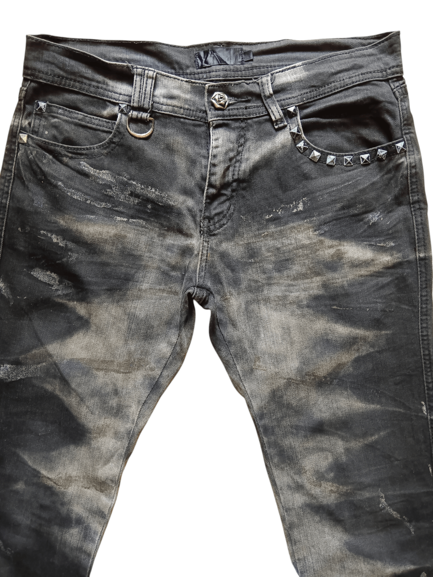 Japanese Brand The Black Gene Skull Gem Stud Skinny Punk Jeans Size US 30 / EU 46 - 3 Thumbnail