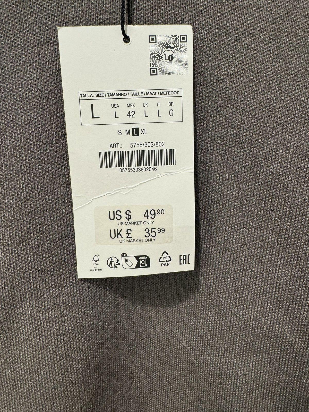 Zara Grey Zara Sweater Size US L / EU 52-54 / 3 - 4 Thumbnail
