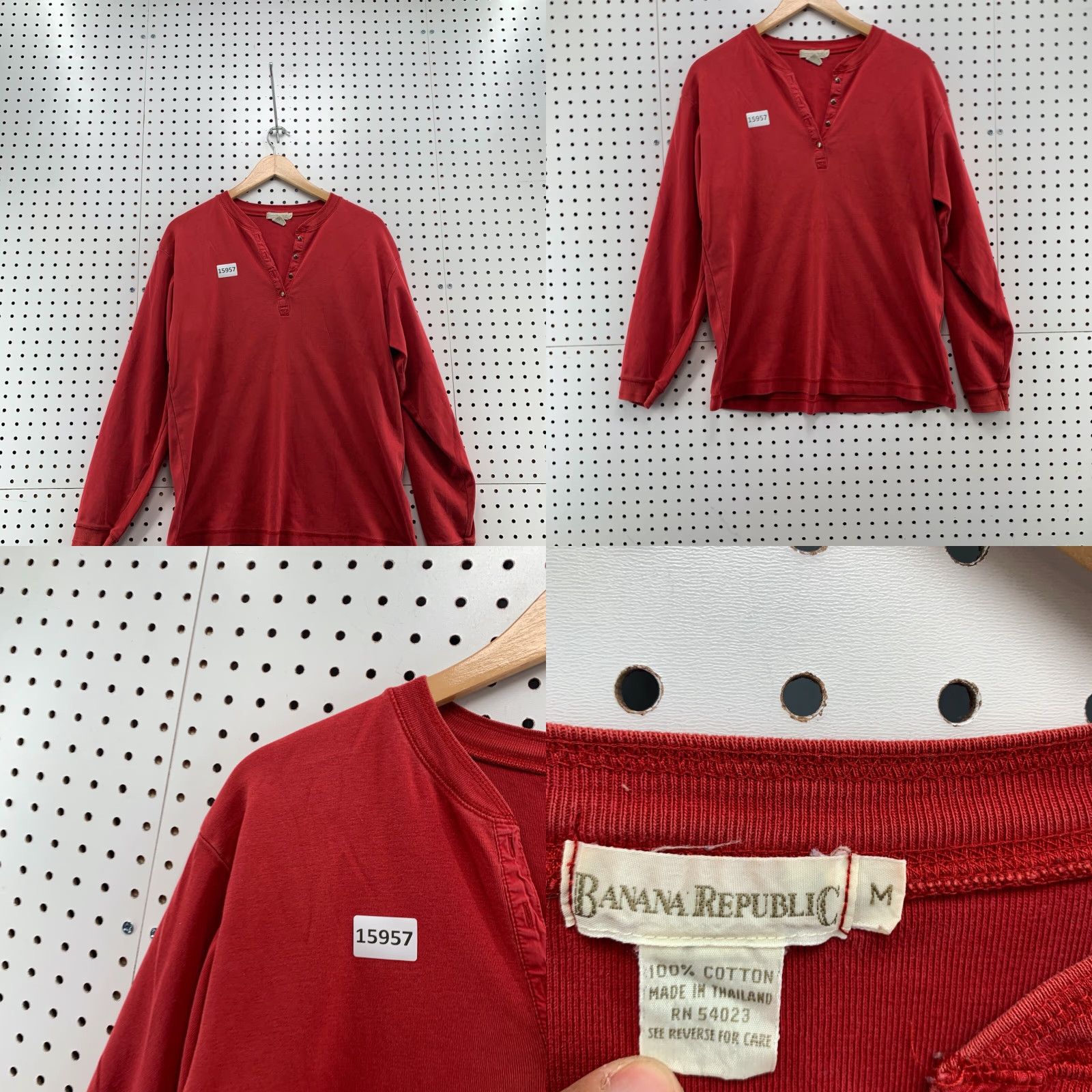 Banana Republic VINTAGE Banana Republic Henley Shirt Womens Medium Red Long Sleeve Size M / US 6-8 / IT 42-44 - 8 Thumbnail