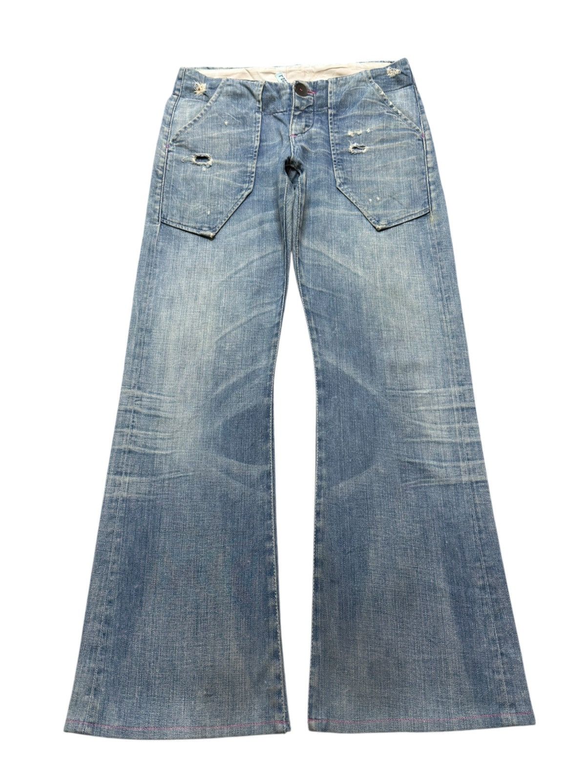 Vintage 90s Usa Rogan Blue Faded Wash Wide Leg Bootcut Jeans