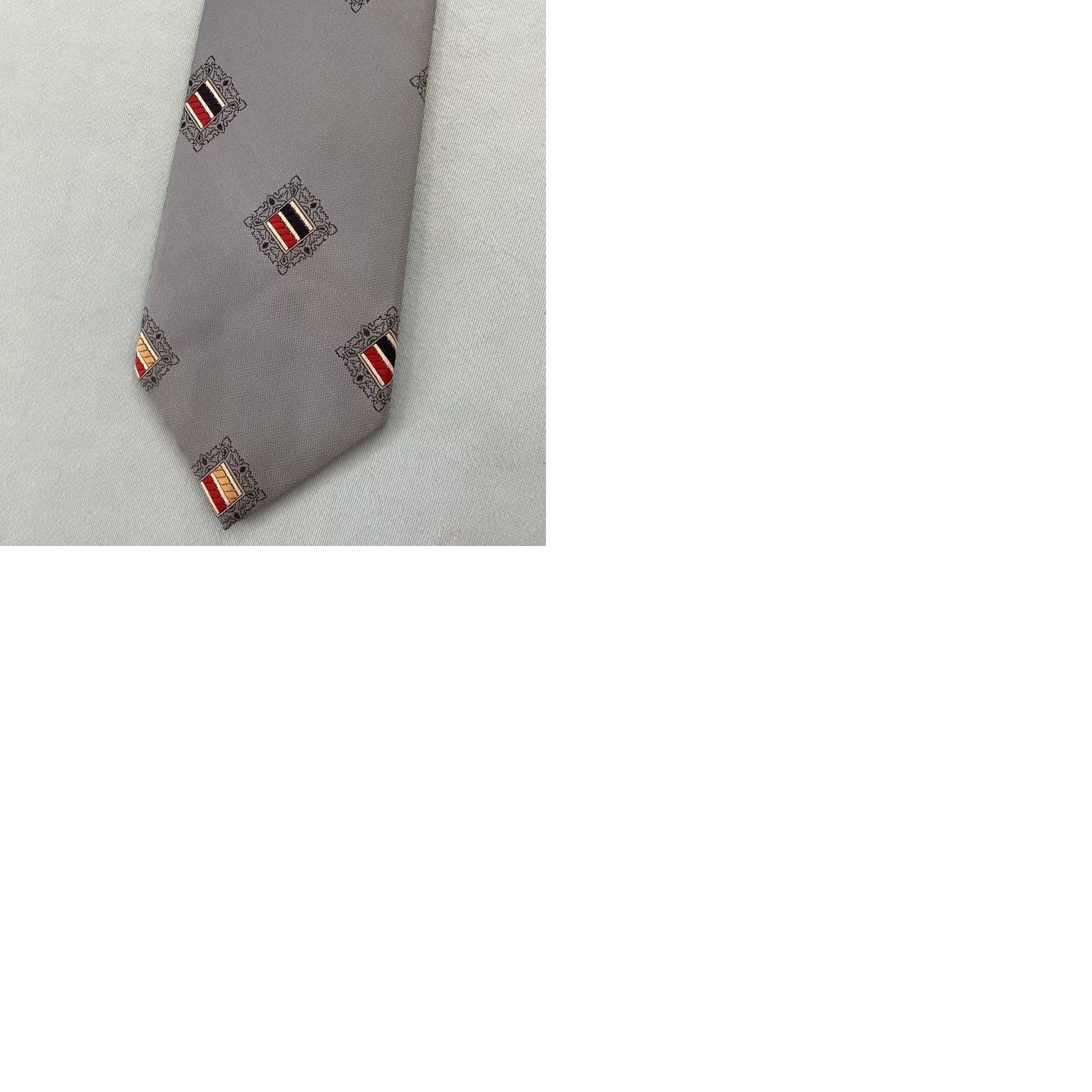 Vintage Vtg Extra Wide Necktie 4.3" Kipper Tie Handmade Jacquard Rockabilly Mob Boss Gray Neck Tie Geometric Vintage Men 57"-60" 4.3" Wide Gray Size ONE SIZE - 11 Thumbnail