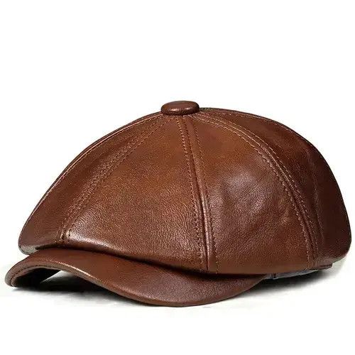 VIBE Cowhide Beret Warm Winter Genuine Leather Size ONE SIZE - 2 Thumbnail