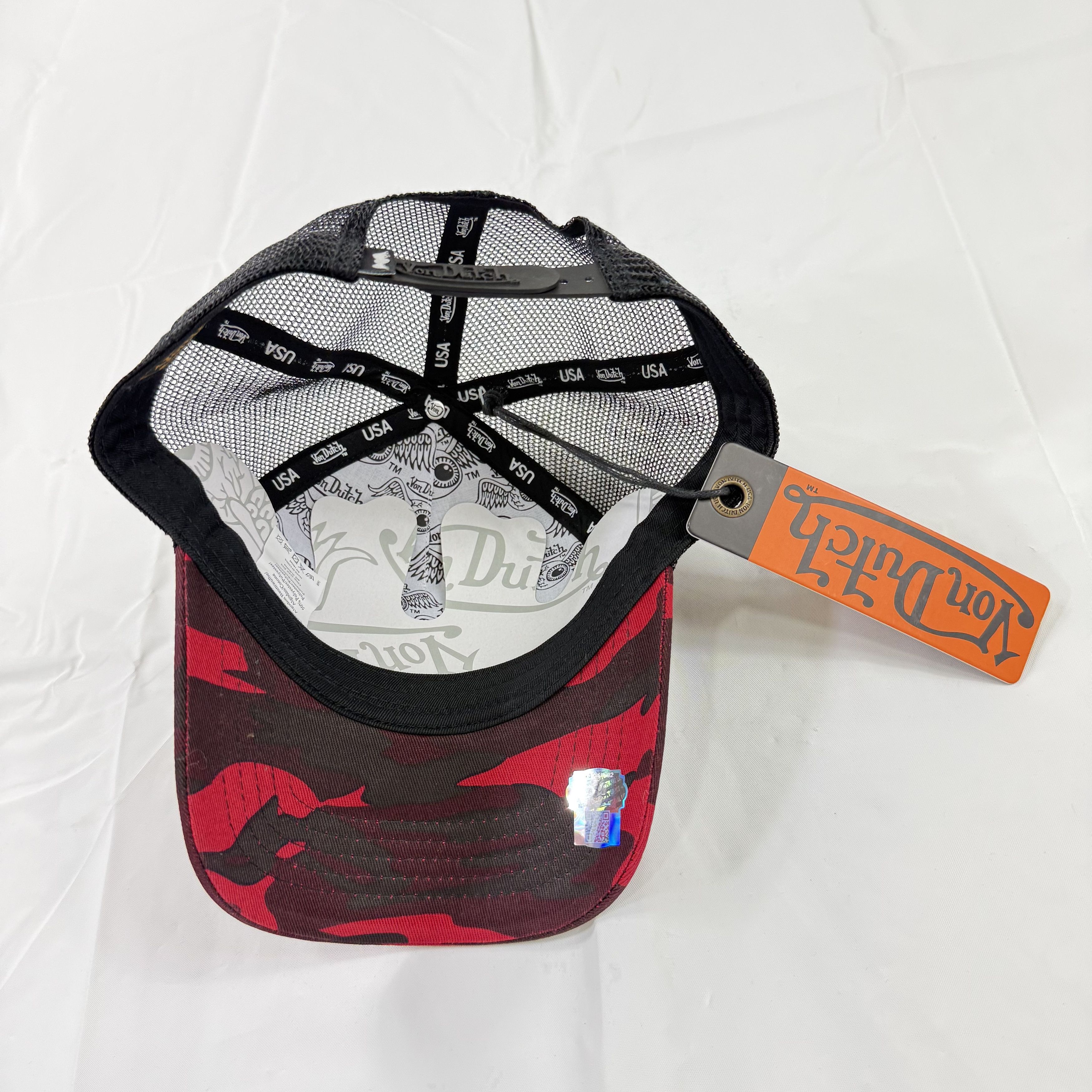 Von Dutch Von Dutch Red Black Camo Trucker Hat Snapback Mesh Cap Size ONE SIZE - 5 Thumbnail