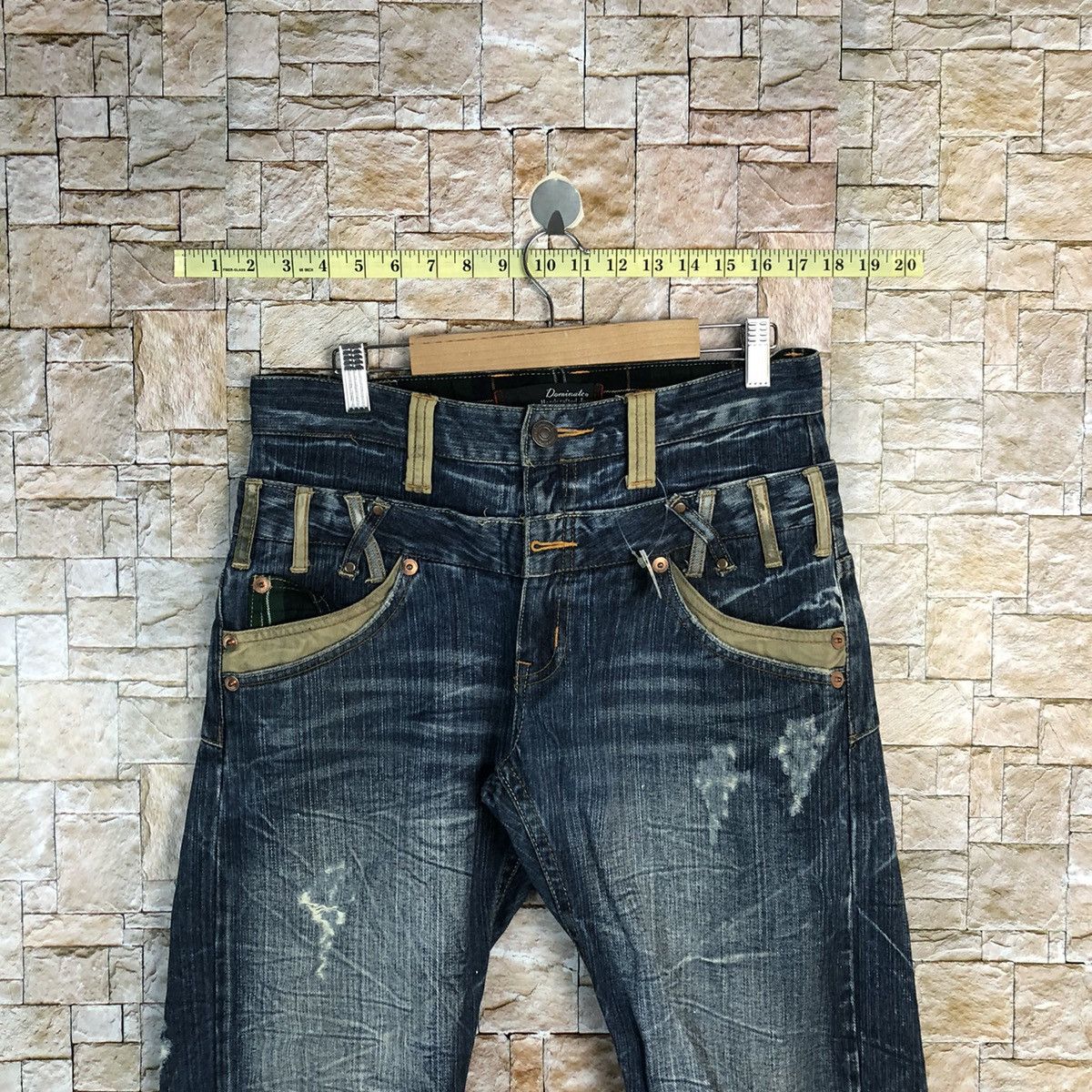 Japanese Brand DL Dominate faded double waist Distressed Denim Pants #A432 Size US 30 / EU 46 - 4 Thumbnail