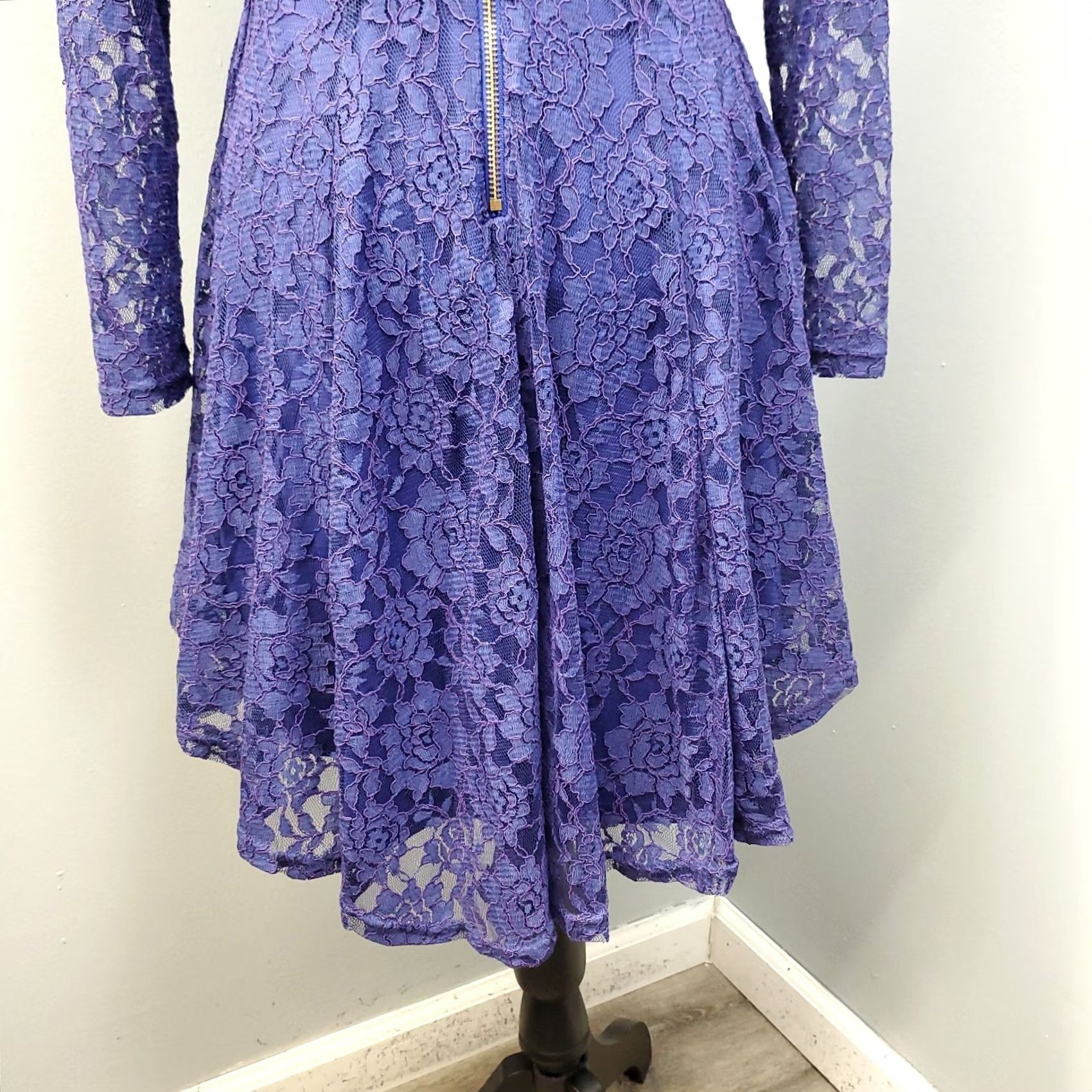 Vintage Altar'd State Fit & Flare Dress Women M Purple Floral Lace Overlay Back Zip Shirt? Size M / US 6-8 / IT 42-44 - 6 Thumbnail
