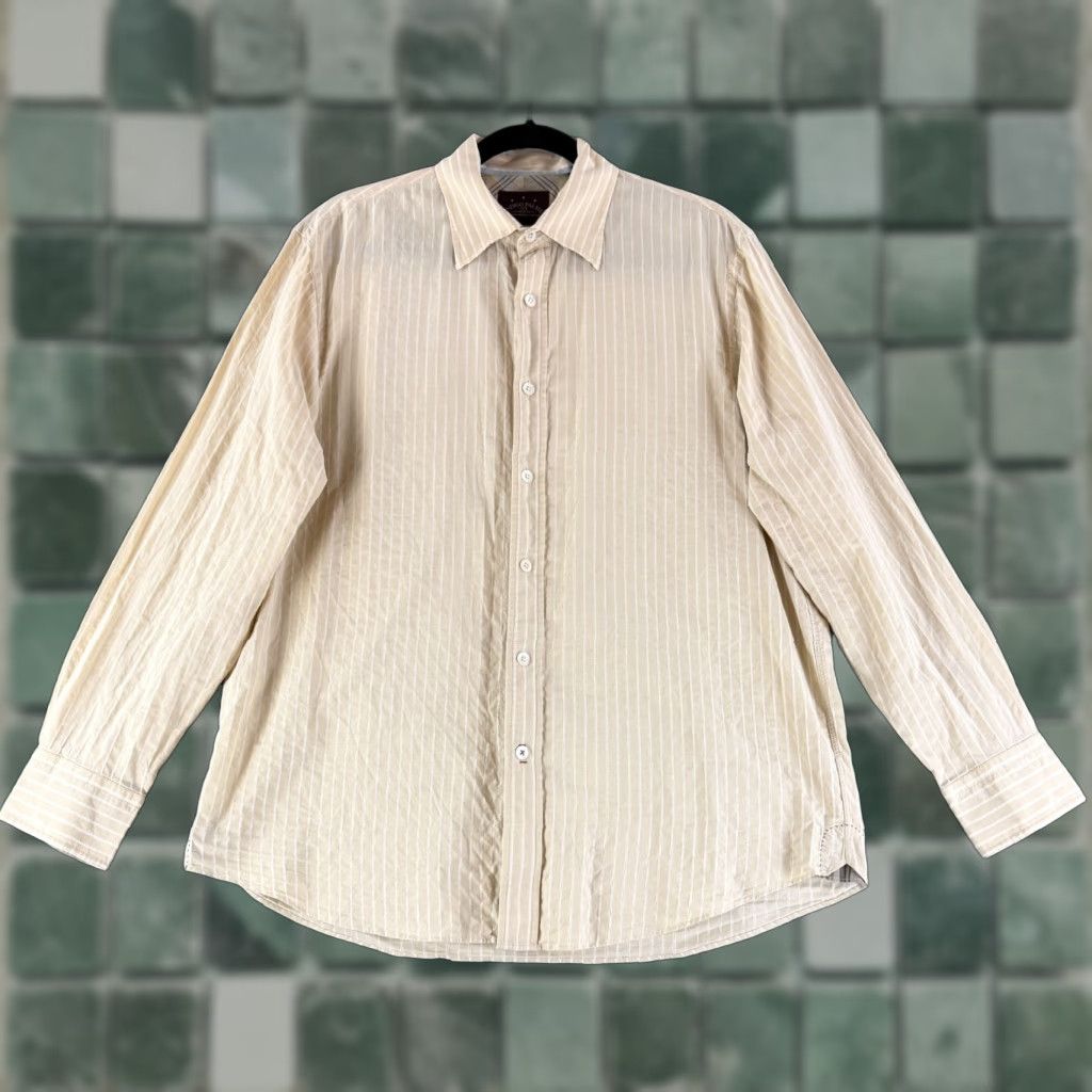 Tommy Bahama Tommy Bahama Indigo Palms Button-Up Shirt Mens Large Beige Stripe Long Sleeve Size US L / EU 52-54 / 3 - 1 Thumbnail