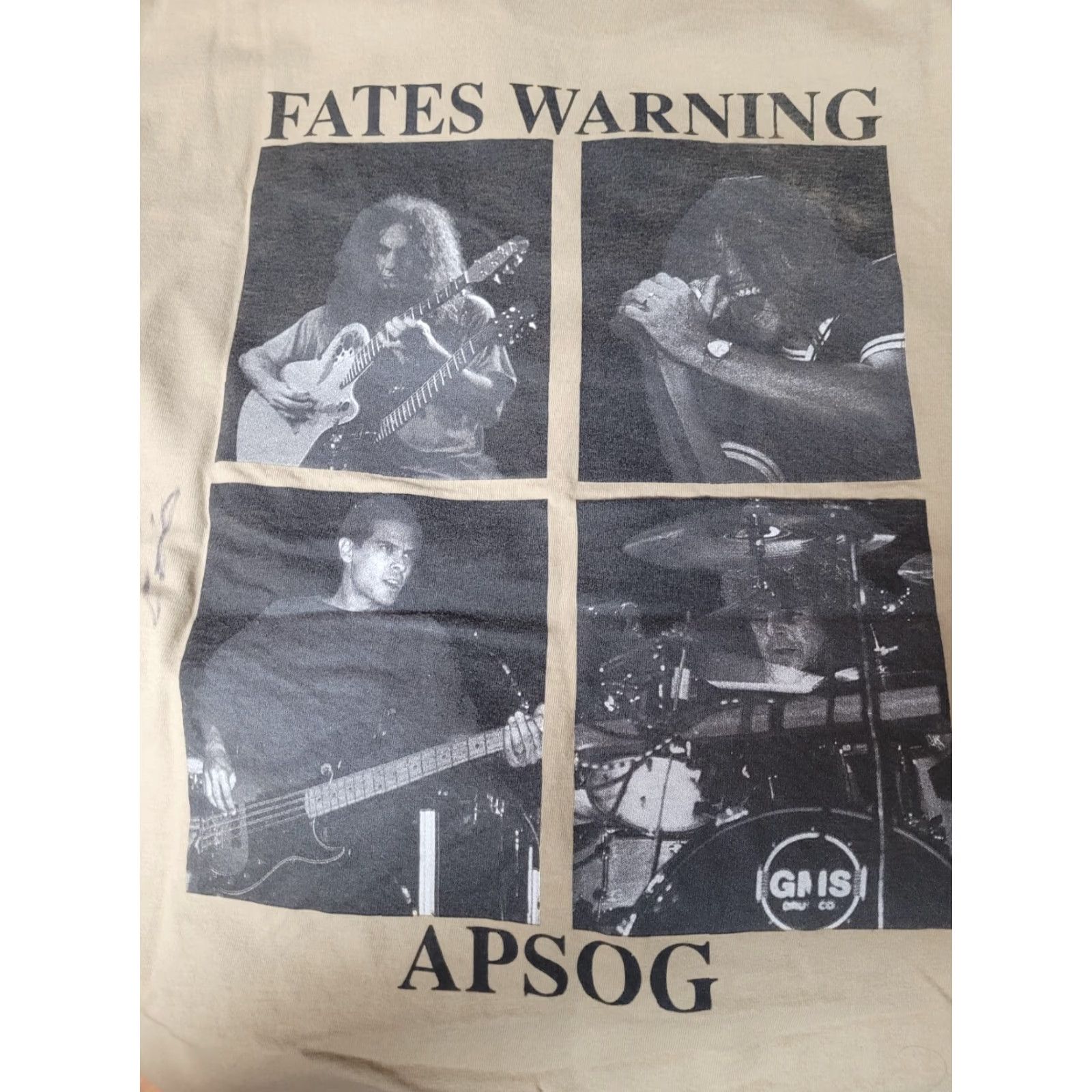 Hanes VTG Fates Warning A Pleasant Shade of Gray T Shirt XL Beige Cotton Hanes Regular Mens Autograph Graphic Tee Size US XL / EU 56 / 4 - 4 Thumbnail