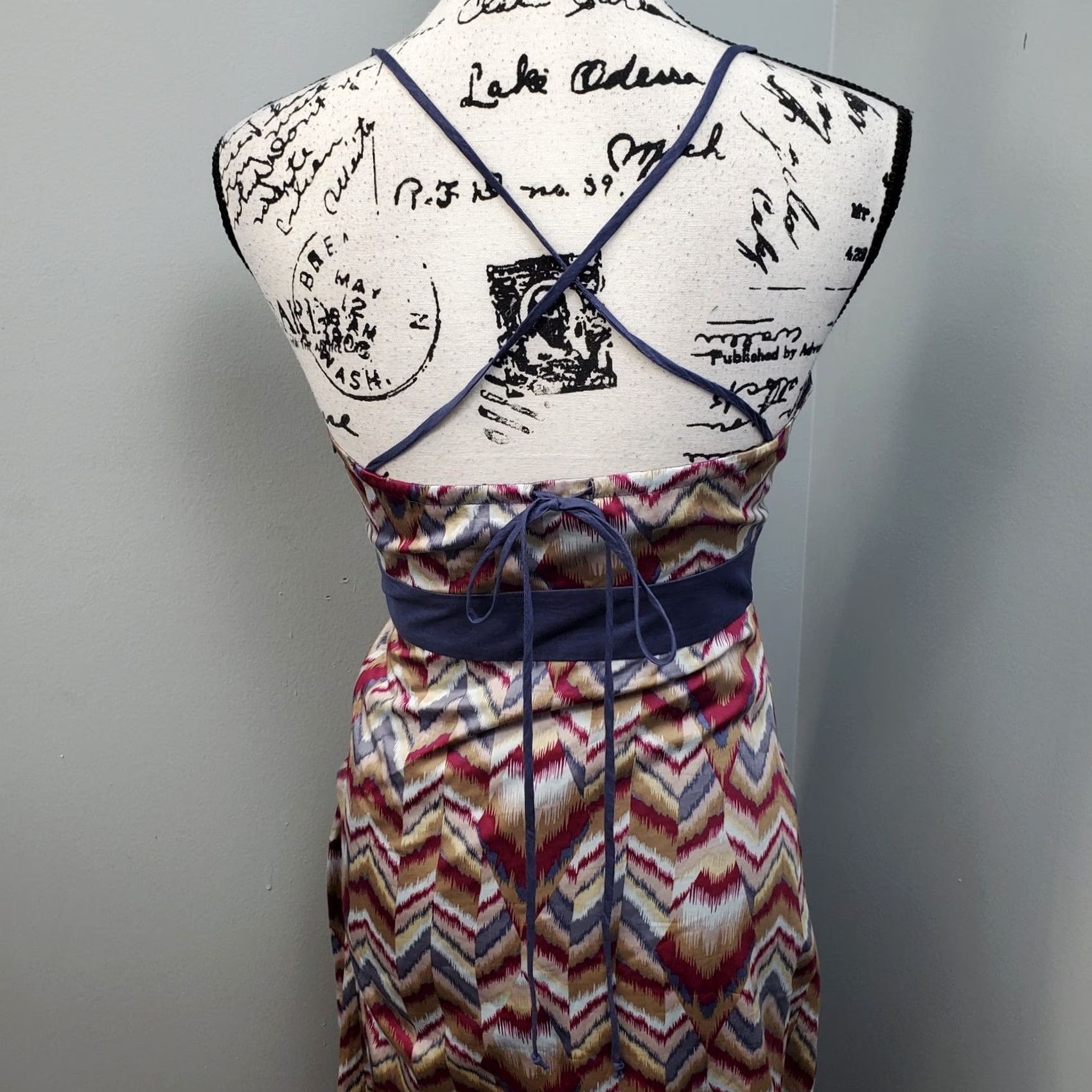 BCBGeneration BCBGeneration Long Maxi Dress Women XS Multi Chevron Print Sleeveless Cross Back Size XS / US 0-2 / IT 36-38 - 5 Thumbnail
