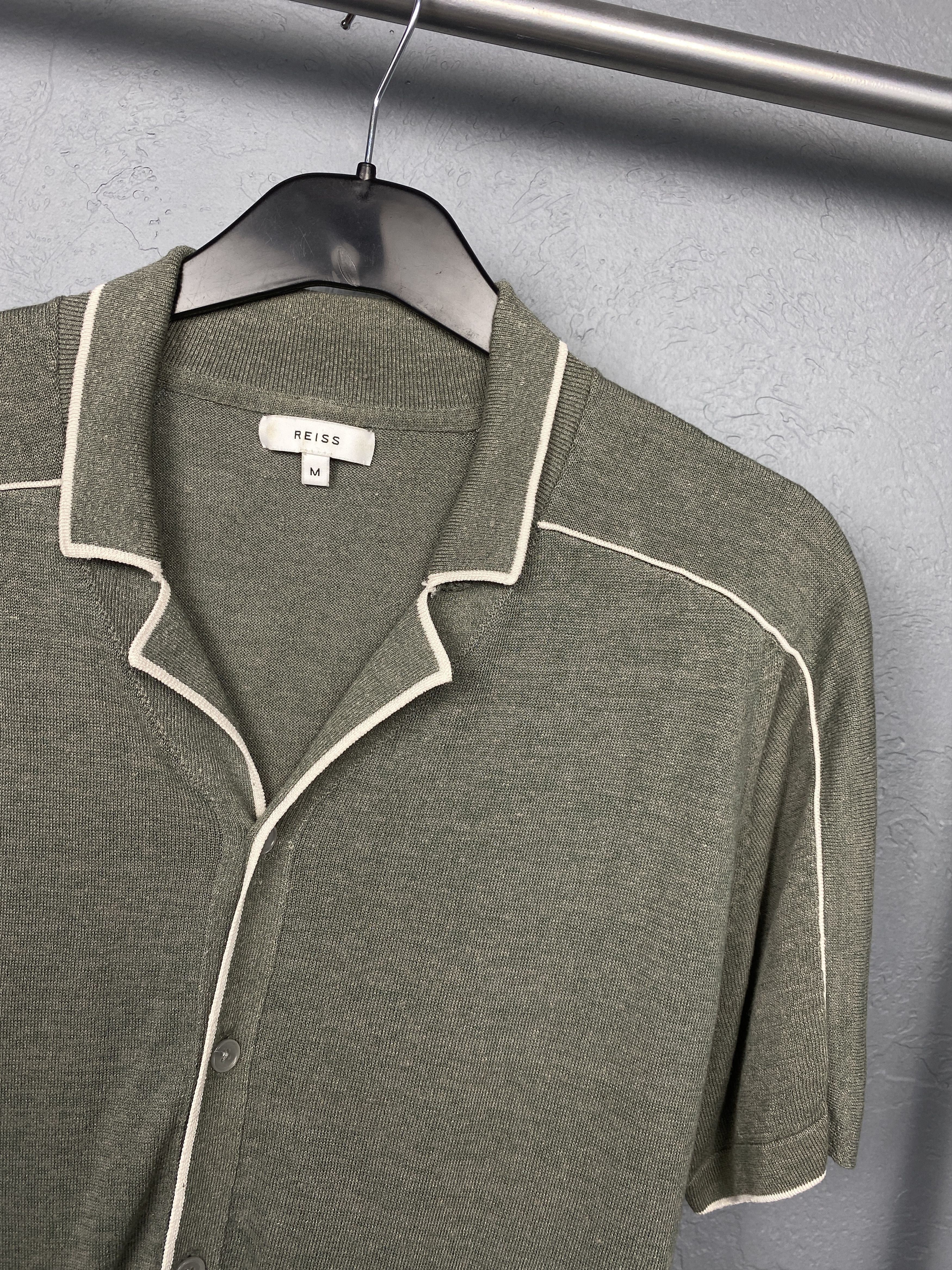 Reiss × Vintage Reiss Vintage Mens Linen Knit Polo Shirt Size US M / EU 48-50 / 2 - 2 Thumbnail
