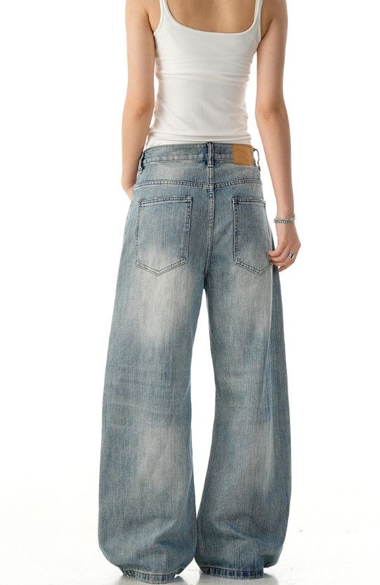 Vintage American men's retro distressed straight ripped curved jeans Size US 32 / EU 48 - 4 Thumbnail
