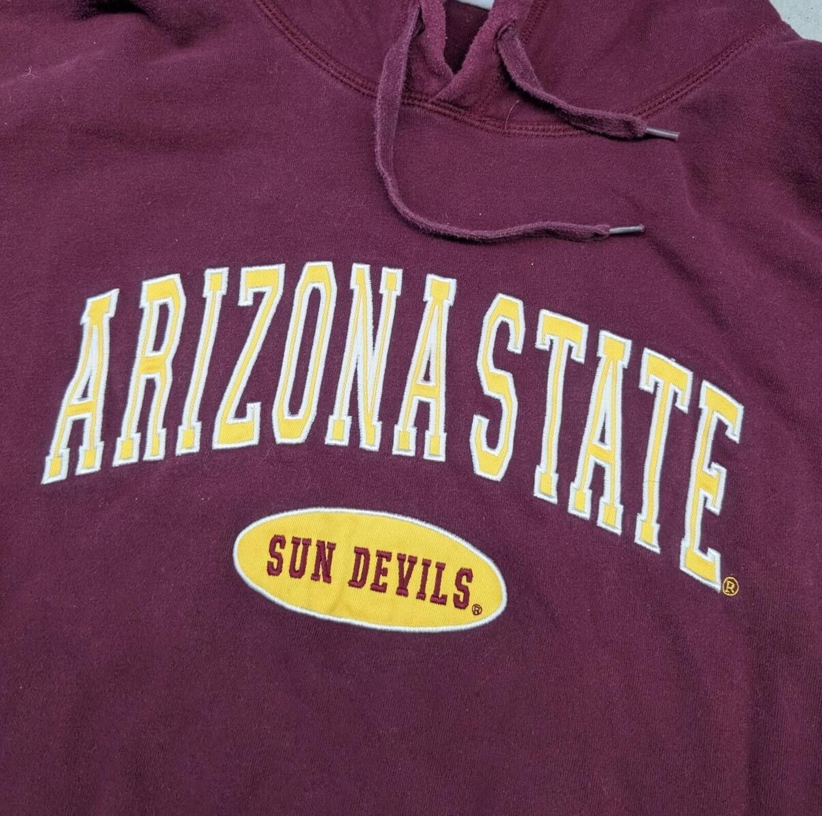 NCAA Vintage Y2K Arizona State Sun Devils Maroon Yellow Hoodie Size US XXL / EU 58 / 5 - 2 Thumbnail