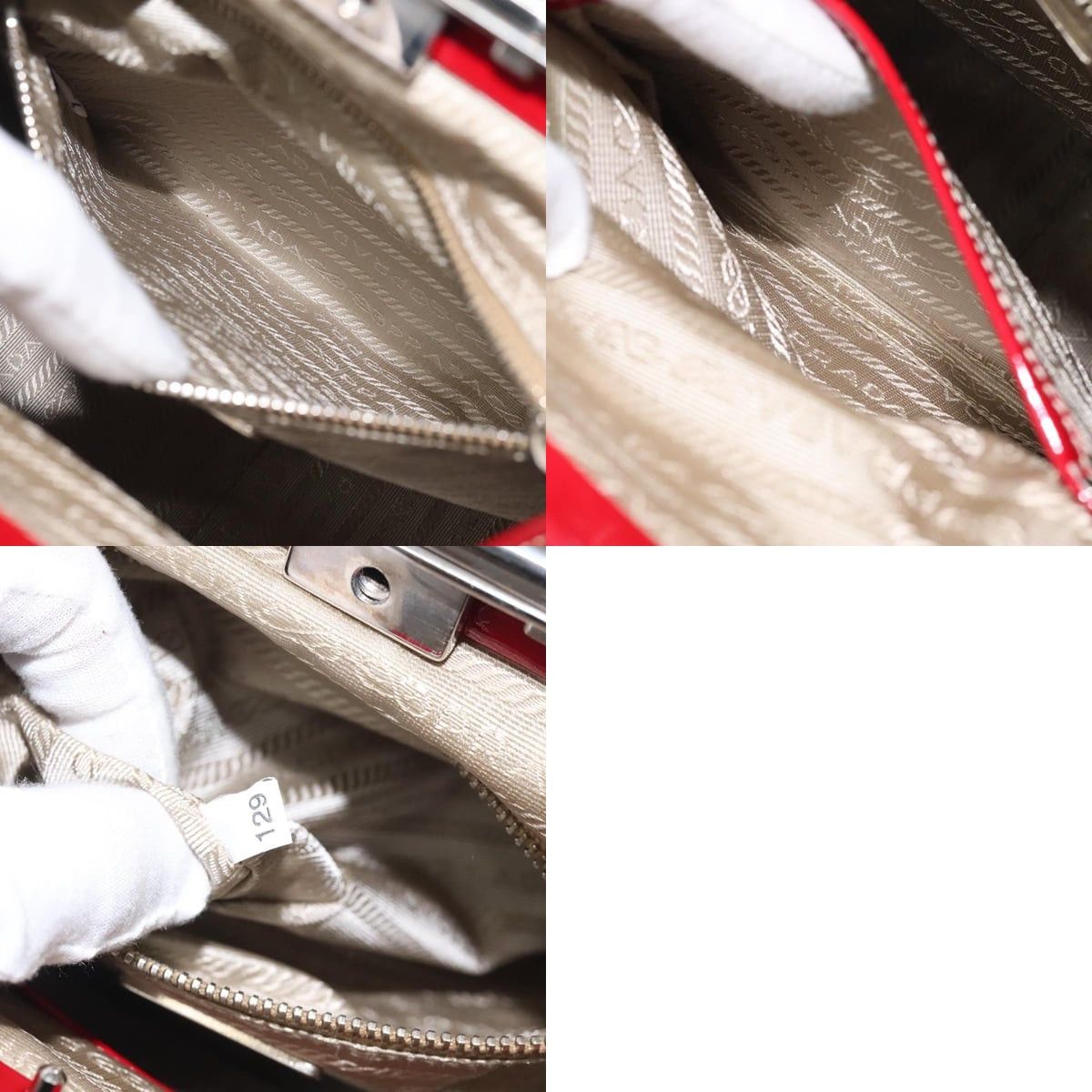 Prada PRADA Hand Bag Enamel Red Silver Size ONE SIZE - 13 Thumbnail