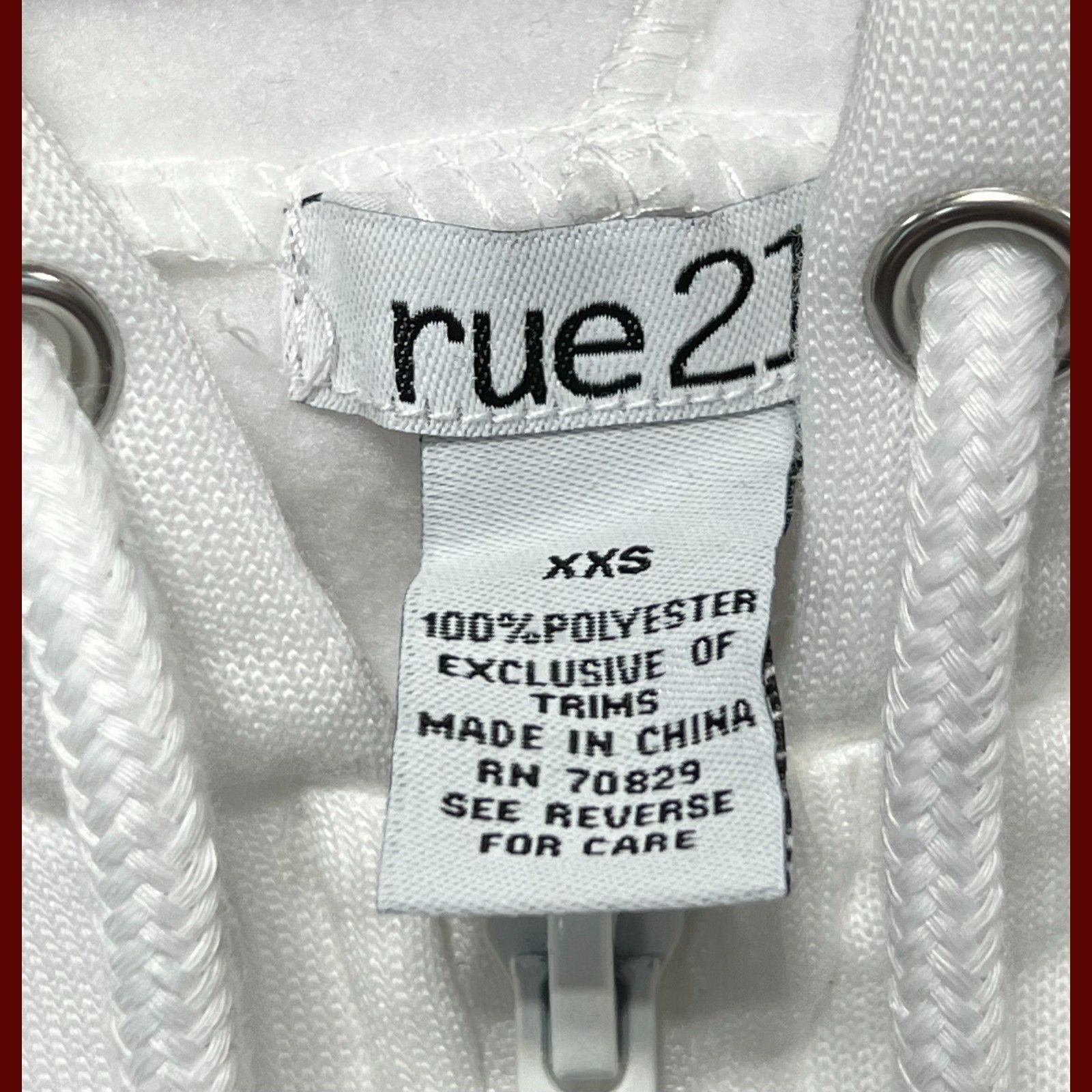 rue21 Rue 21 - Women's Long Sleeve Hooded Sweat - White - XXS Size XXS / US 00 / IT 34 - 9 Thumbnail