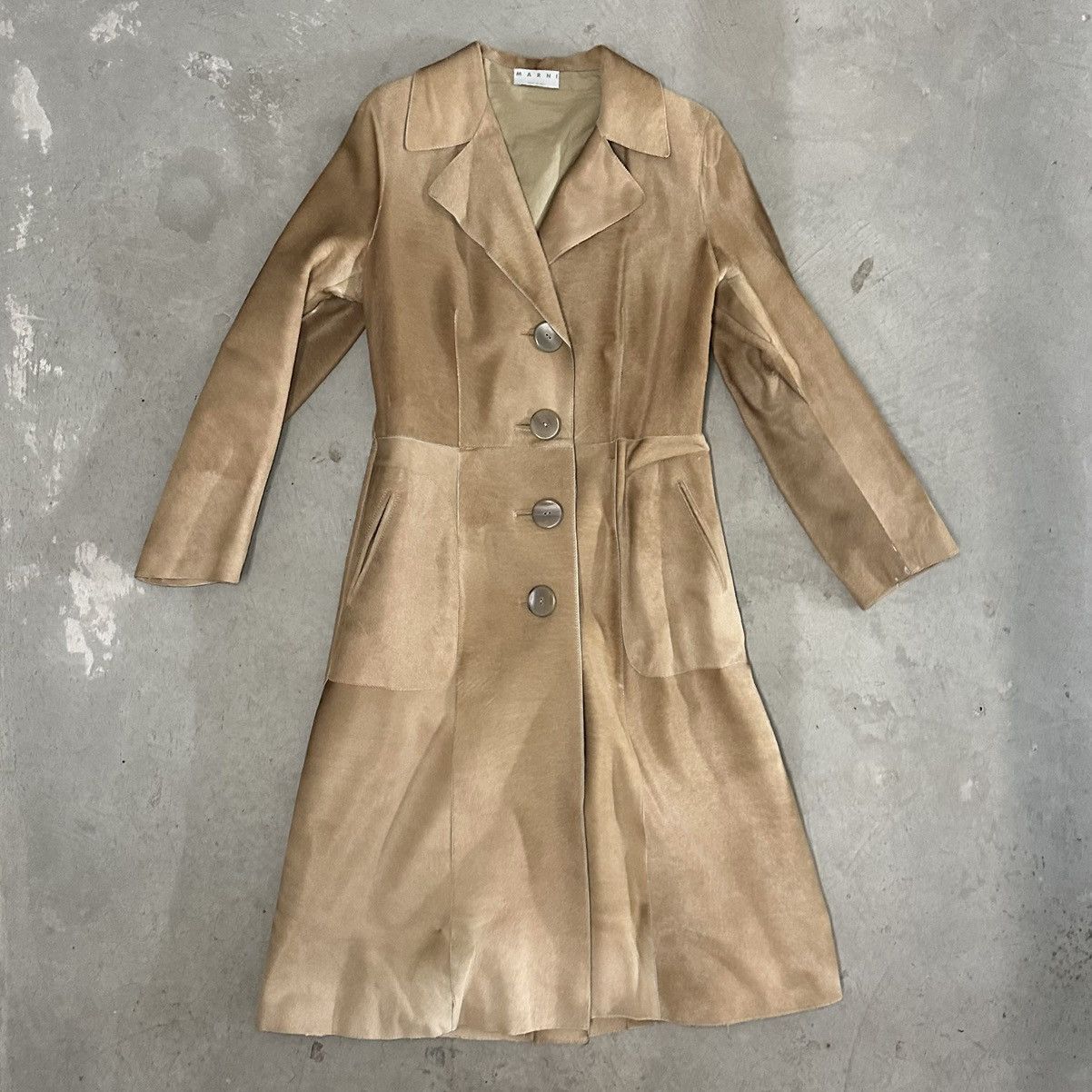 image of Marni Cowhide Trench in Brown, Women's (Size Small)