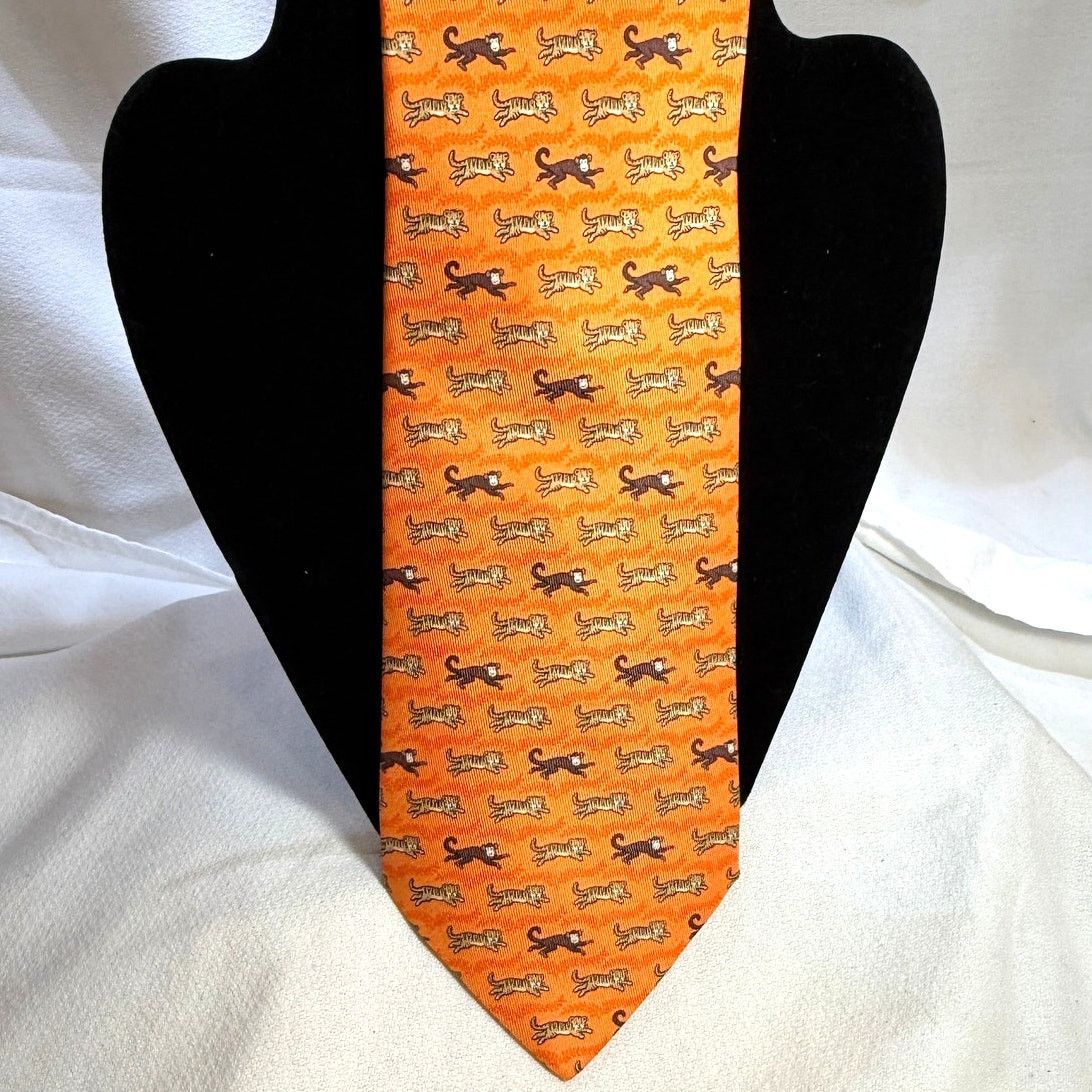 Hermes Rare Hermes Tigers & Monkey Vintage Tie 100% Silk Size ONE SIZE - 3 Thumbnail