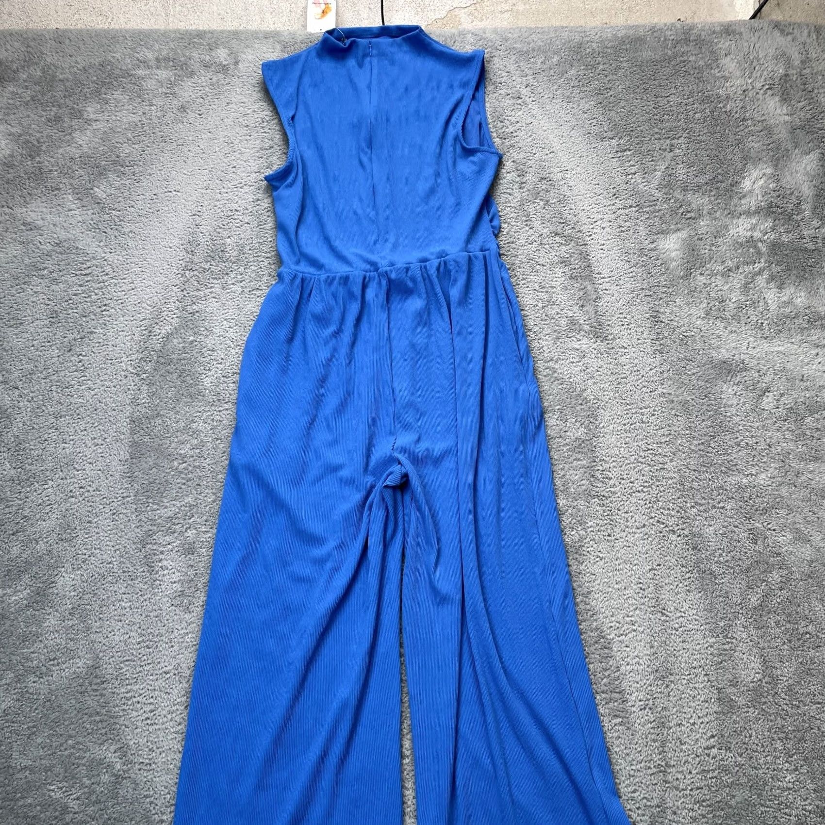 Vintage PrettyGarden Jumpsuit Womens XL Blue One-Piece Wide Leg Back Zip Size 40" / US 18 - 2 Thumbnail