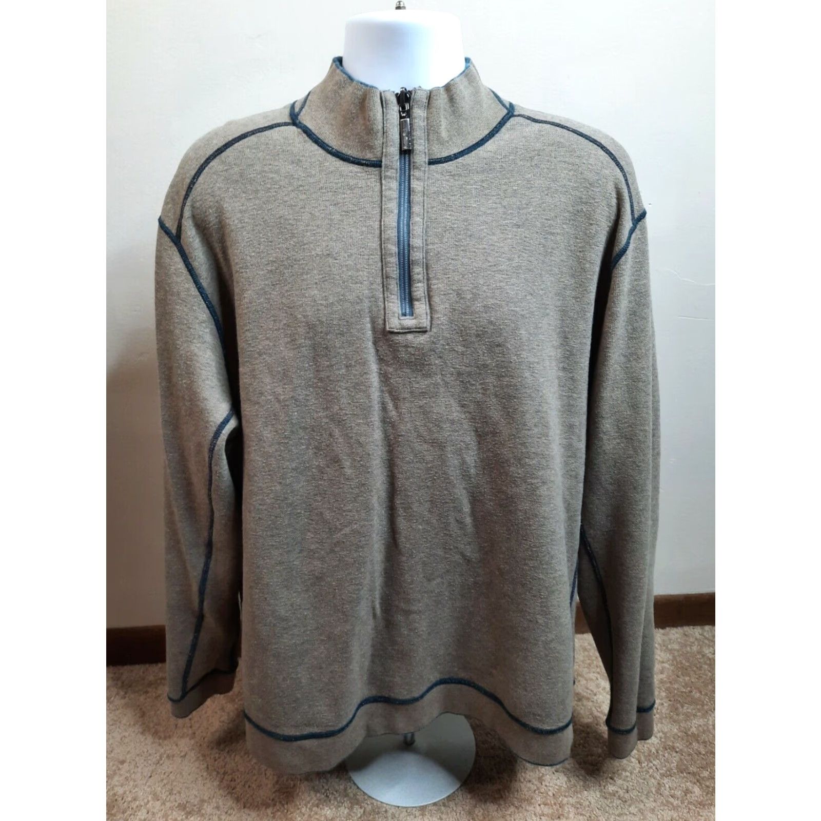 Tommy Bahama VINTAGE Tommy Bahama Reversible Quarter Zip Pullover Sweatshirt 2XL Cotton Blue Mens Size US XXL / EU 58 / 5 - 2 Thumbnail