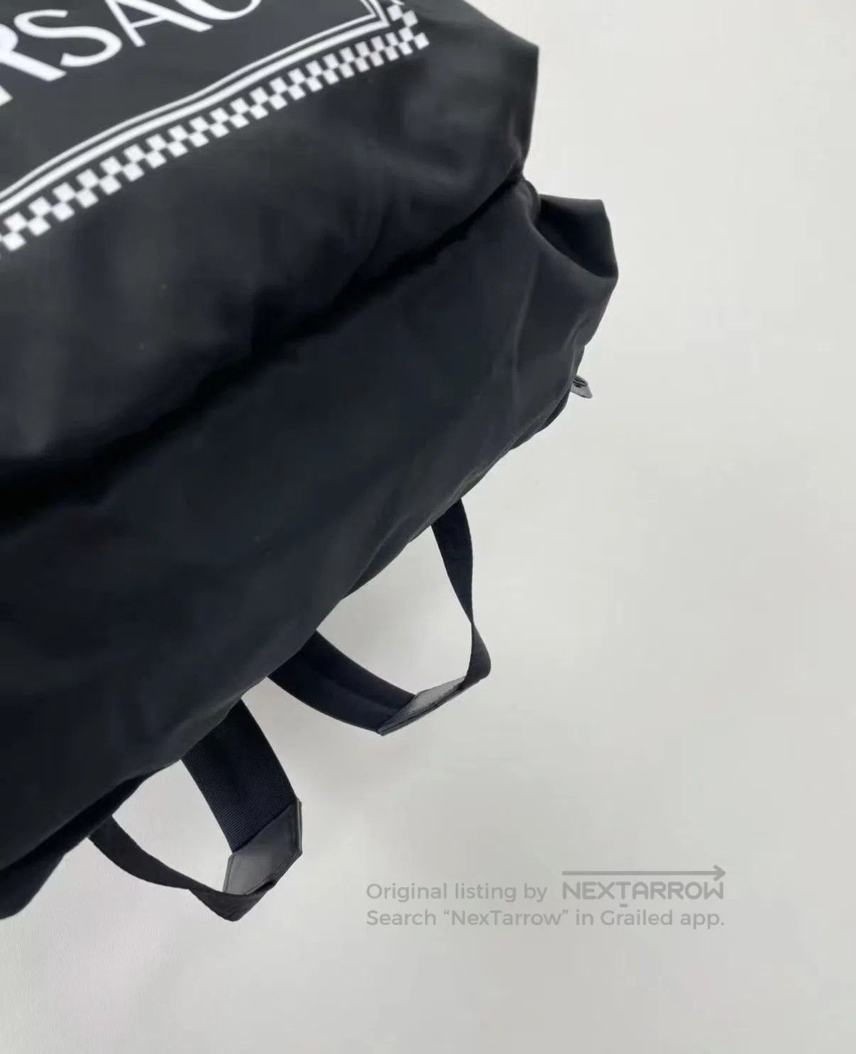 Versace Black Backpack with Checkerboard Logo Patch. Size ONE SIZE - 4 Thumbnail