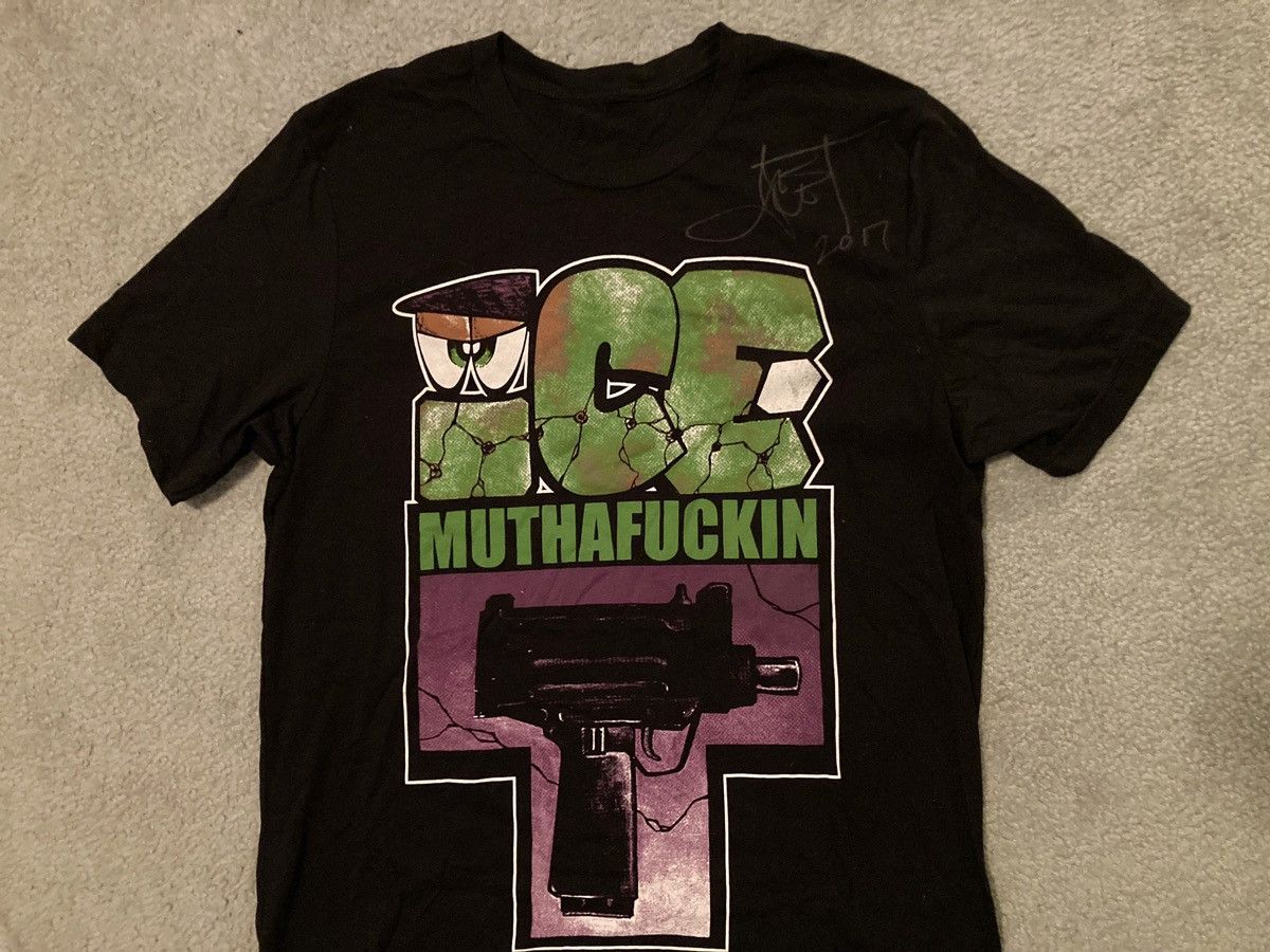 image of Band Tees Ice T / Rhyme Syndicate T-Shirt Body Count Signed By Ice T ! in Black, Men's (Size Large)