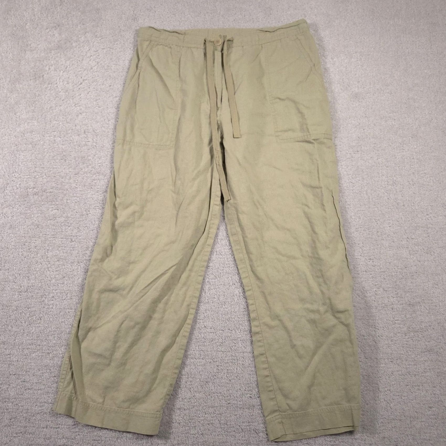 Jones New York Jones New York Sport Pants Womens 8 Beige Linen Cotton Blend Wide Leg Casual Pants Size 30" / US 8 / IT 44 - 2 Thumbnail