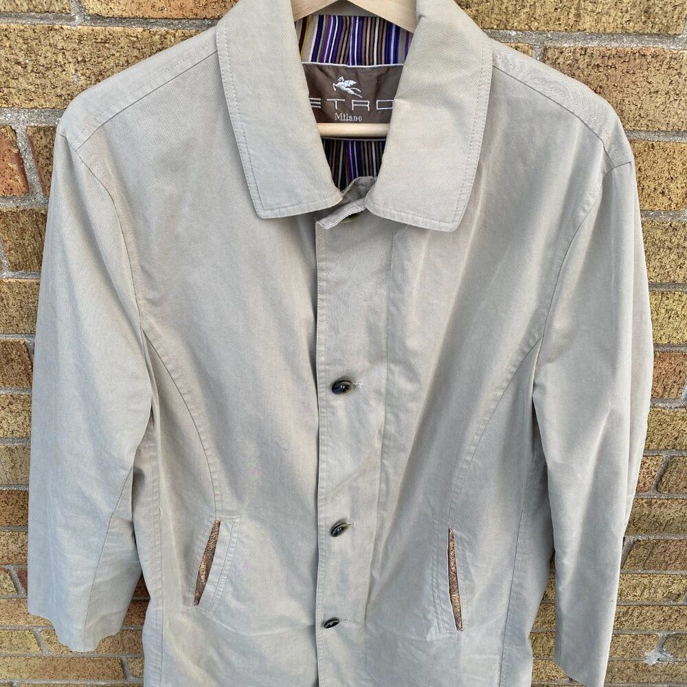 Etro Etro Parid Beige Collared Black Button Trench Coat Size 50 Size US M / EU 48-50 / 2 - 6 Thumbnail