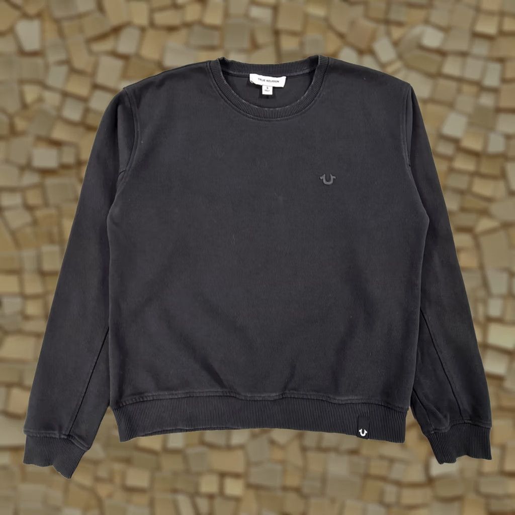 True Religion True Religion Sweatshirt Womens Black Small Long Sleeve Pullover Crew Neck Logo Fleece Cotton Poly 80/20 Size S / US 4 / IT 40 - 1 Thumbnail
