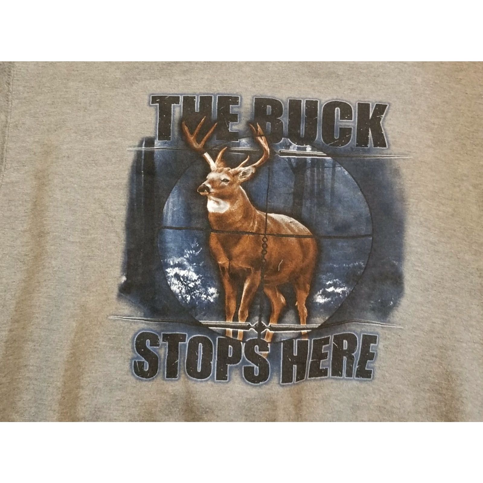 Jerzees VINTAGE Jerzees Sweatshirt The Buck Stops Here Deer Hunting Adult L Heather Gray Graphic 90s Outdoor Mens Size US L / EU 52-54 / 3 - 3 Thumbnail