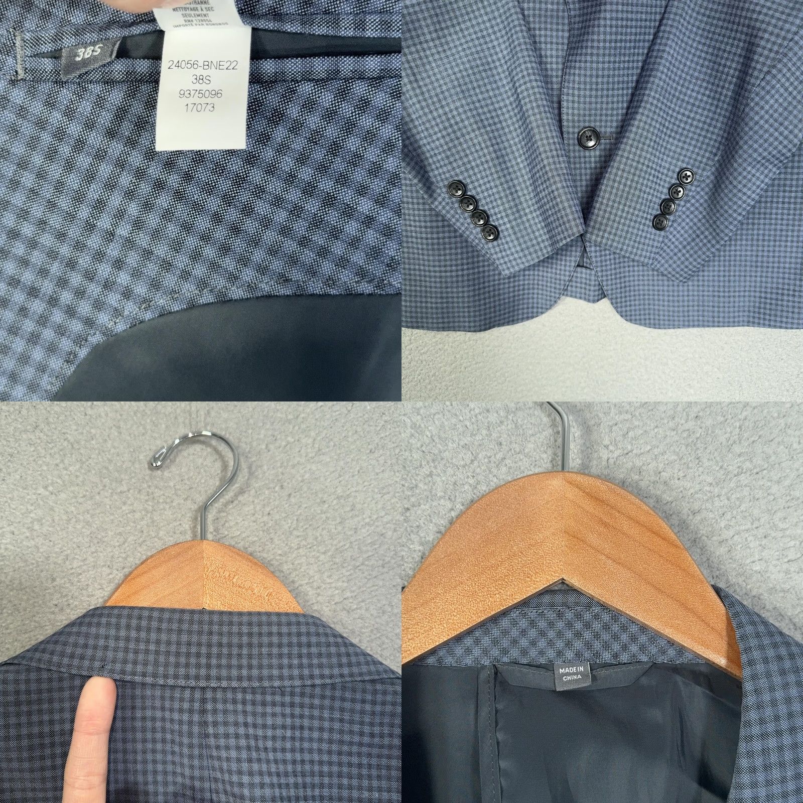 Bonobos Bonobos Blazer Mens 38 Short Blue Gray Check Italian Wool Sports Coat Short Notch Lapel Two-Button Size US 38 / EU 54 - 8 Thumbnail